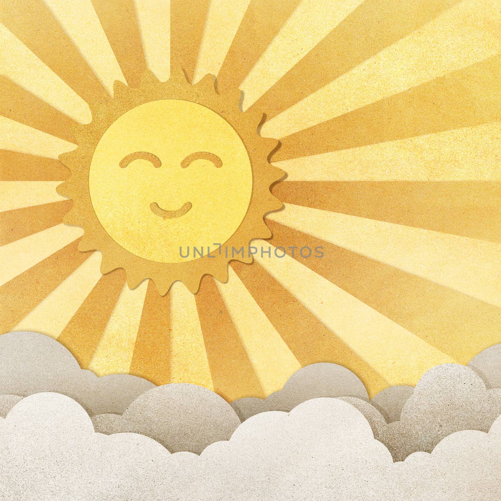 Grunge paper texture Happy sun and cloud by jakgree