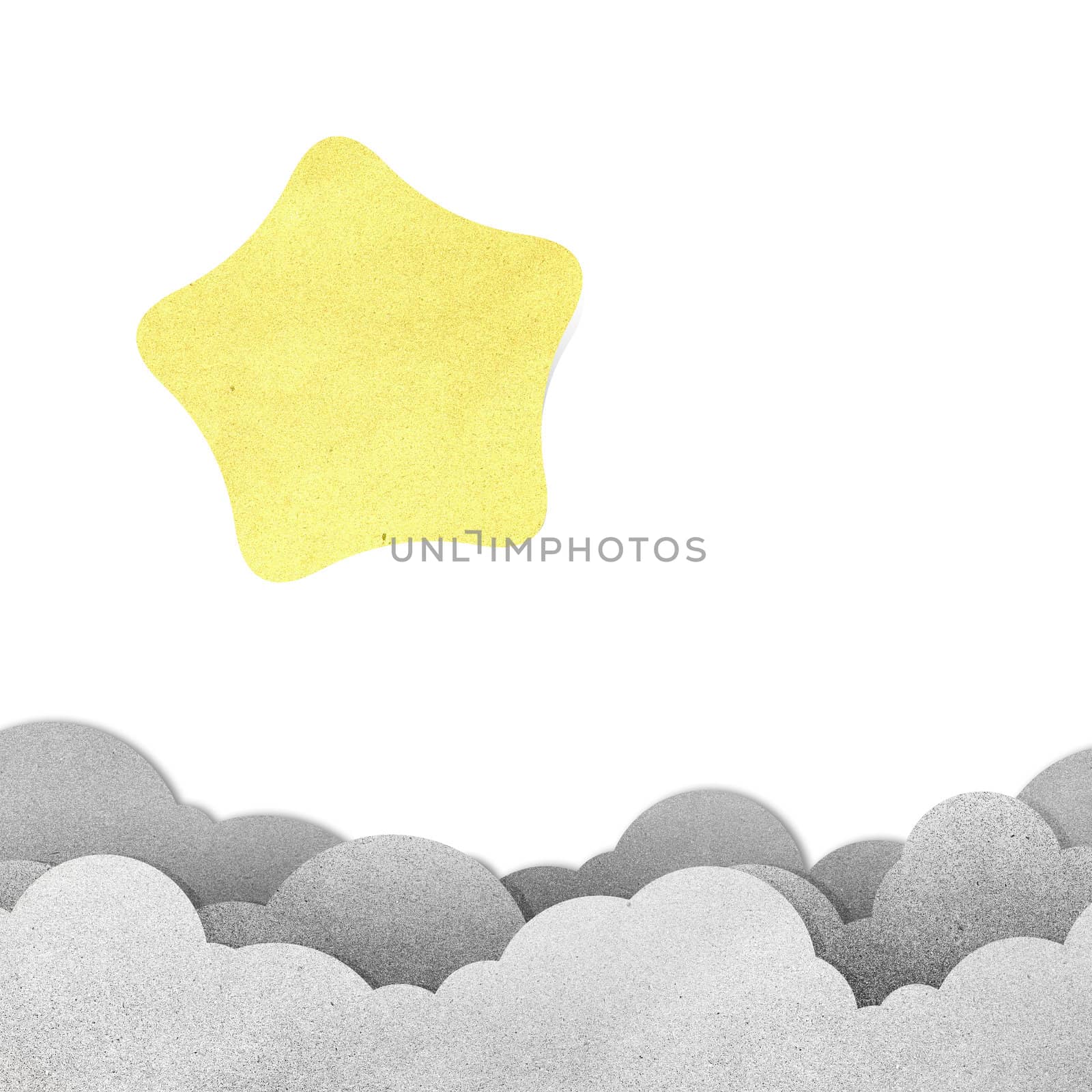 Grunge paper texture star on white background