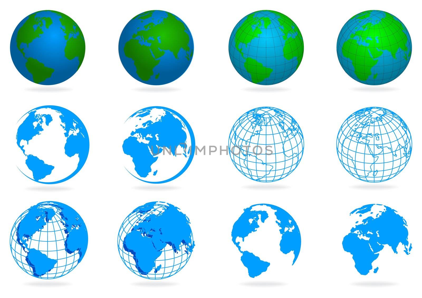 collection planet isolated on white background with shadow