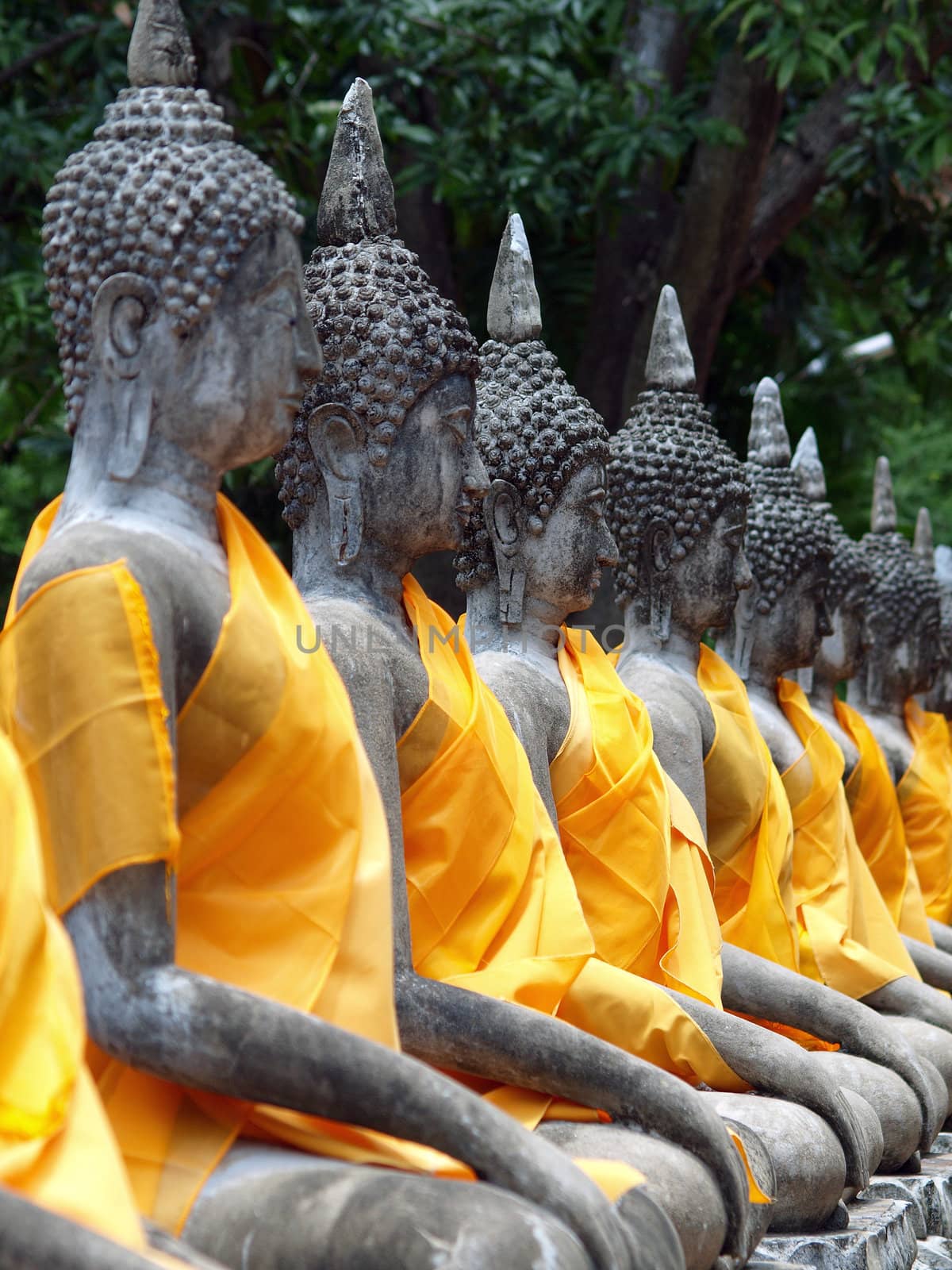 Buddha statue in Wat Yai Chai Mongkol- Ayuttaya of Thailand by jakgree