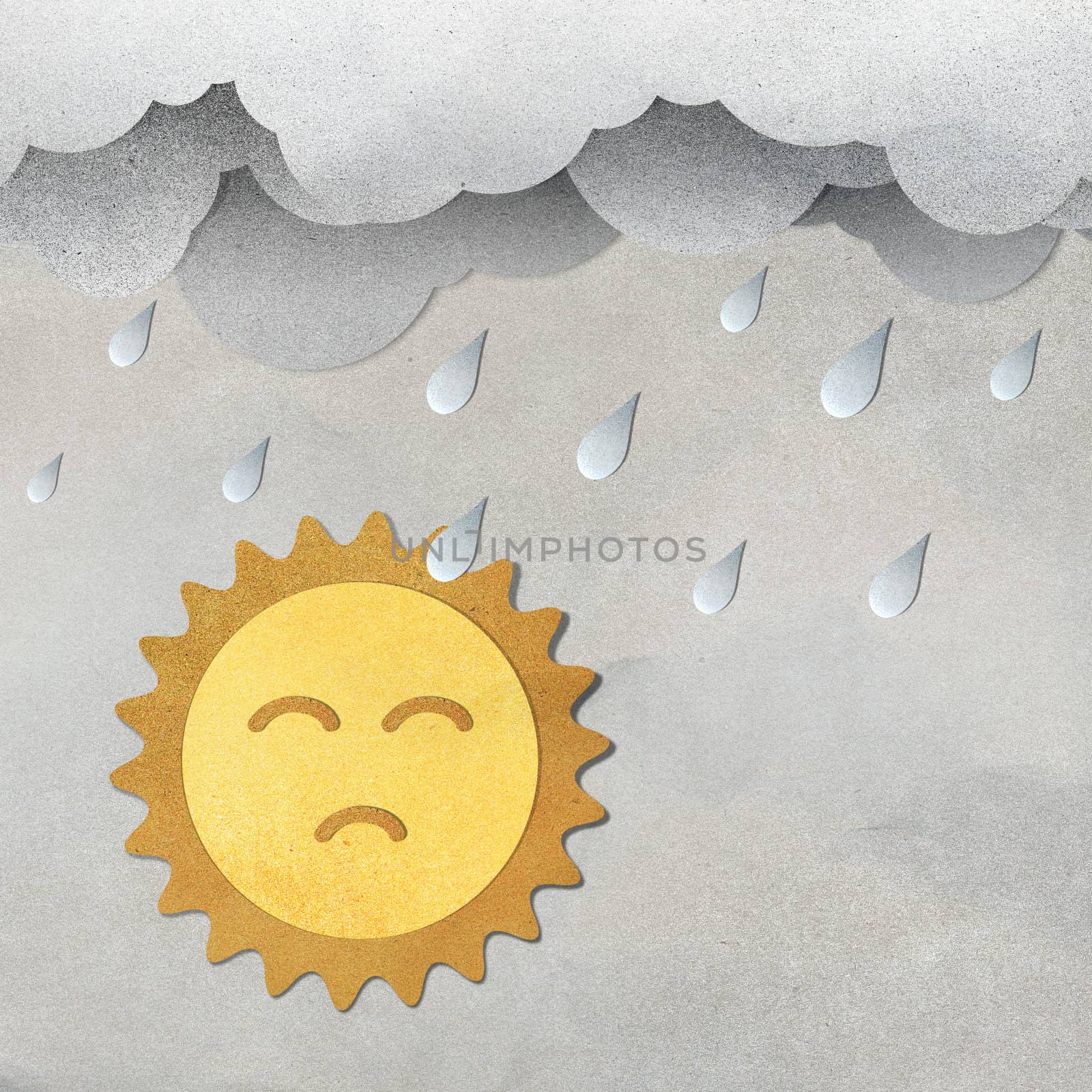 Grunge paper texture cloud and rain with poor sun by jakgree