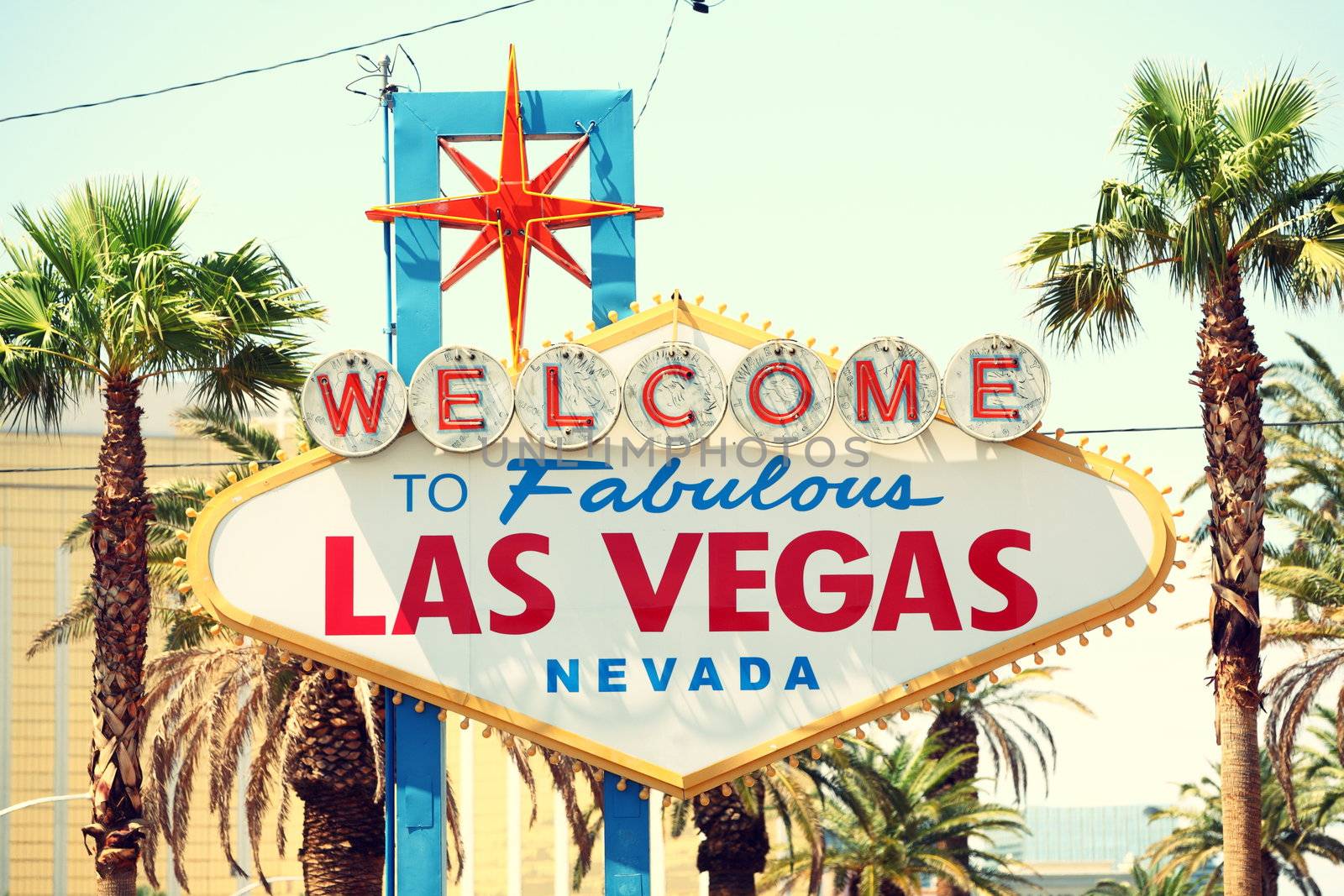 Las Vegas sign. Welcome to Fabulous Las Vegas, Nevada sign. Retro vintage style.