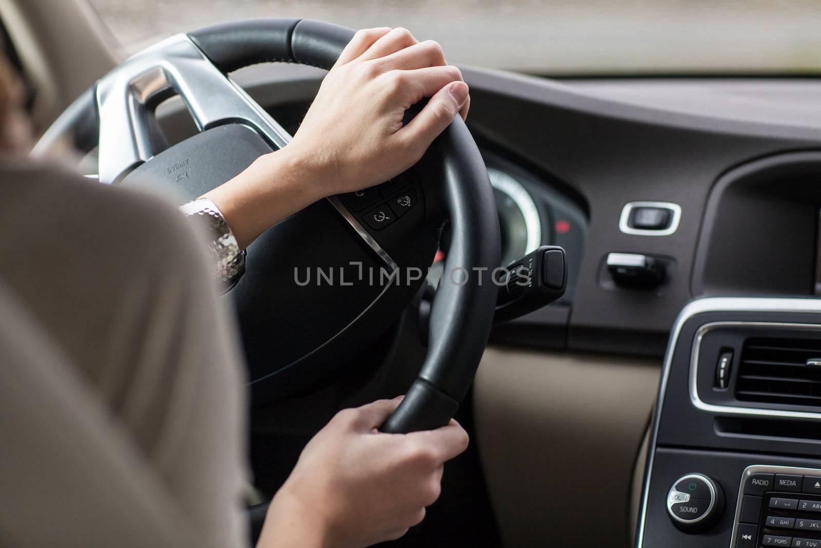 woman driving a car