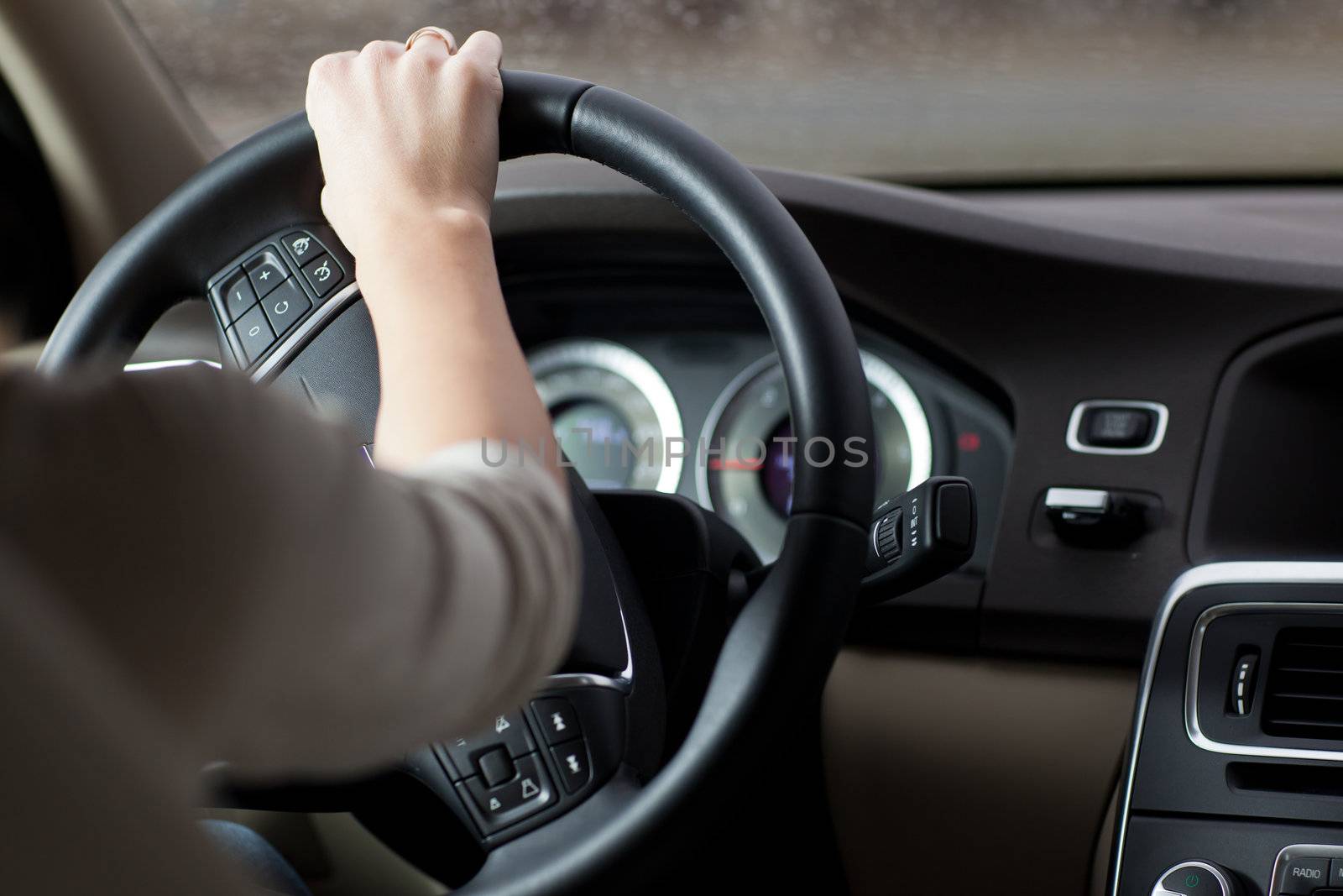 woman driving a car