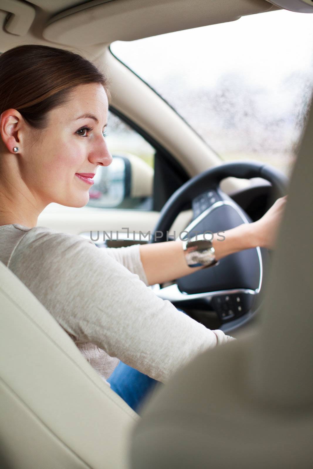 woman driving a car