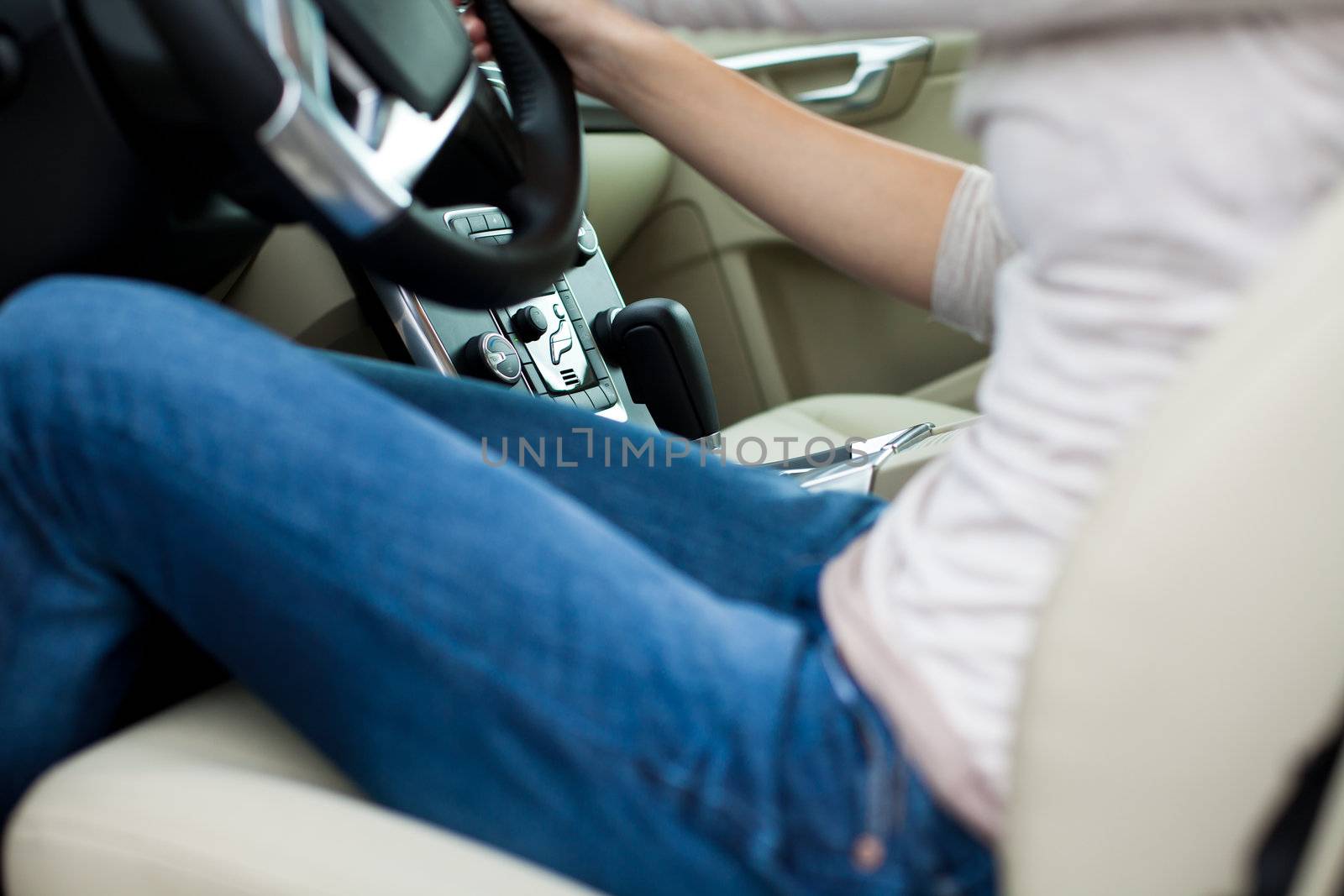 woman driving a car