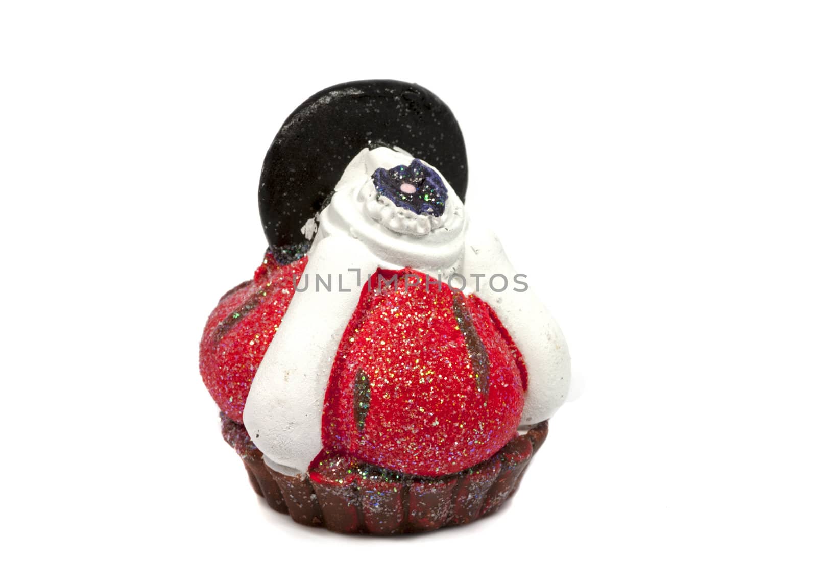 imitation cupcake with chocolade and isolated on white