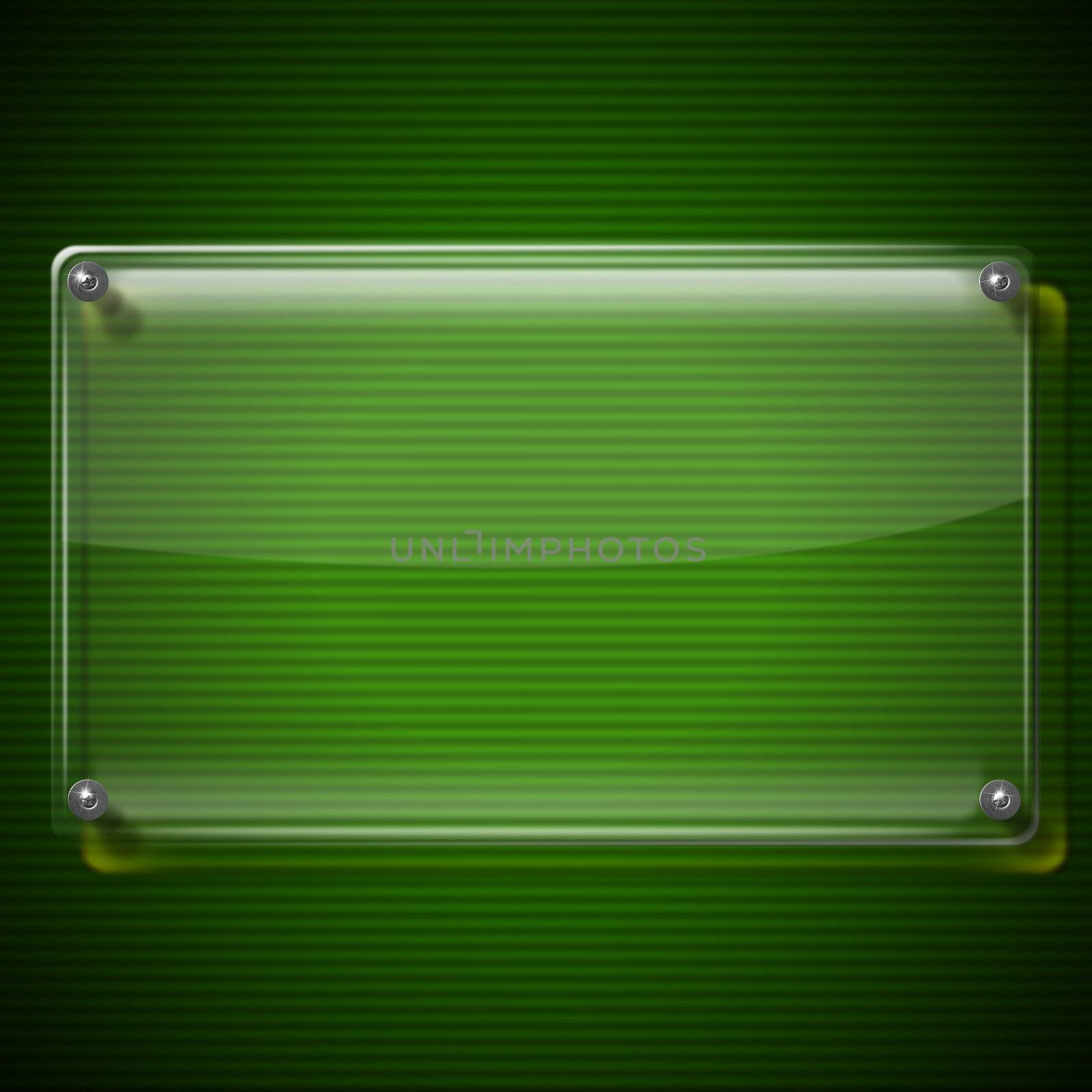 Glass or plexiglas framework on green modern background


