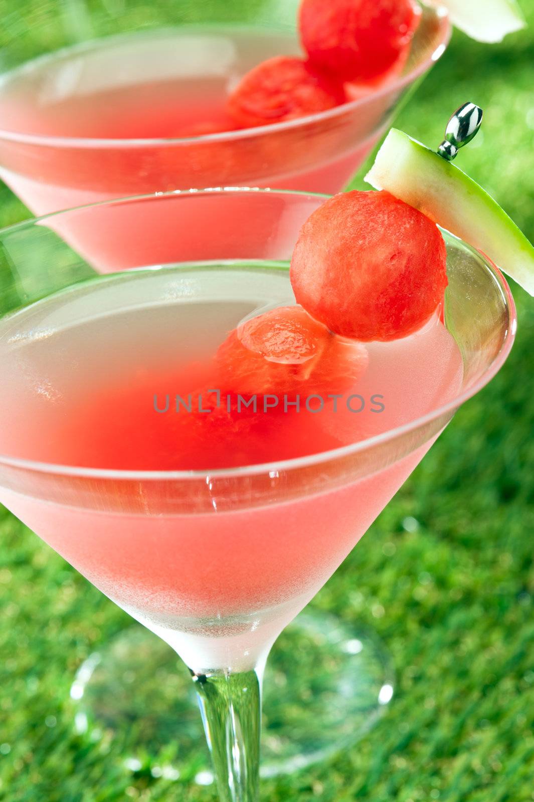 Watermelon Martini with watermelon fruit decoration