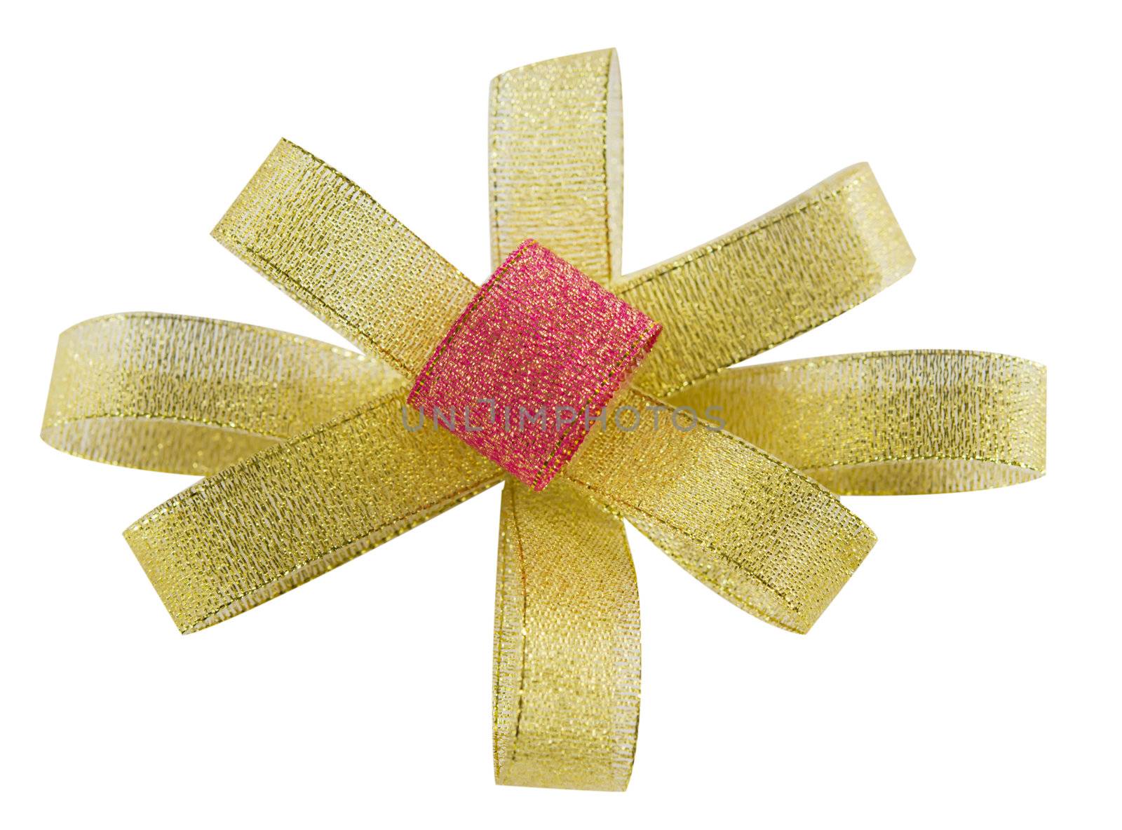 golden bow on white background