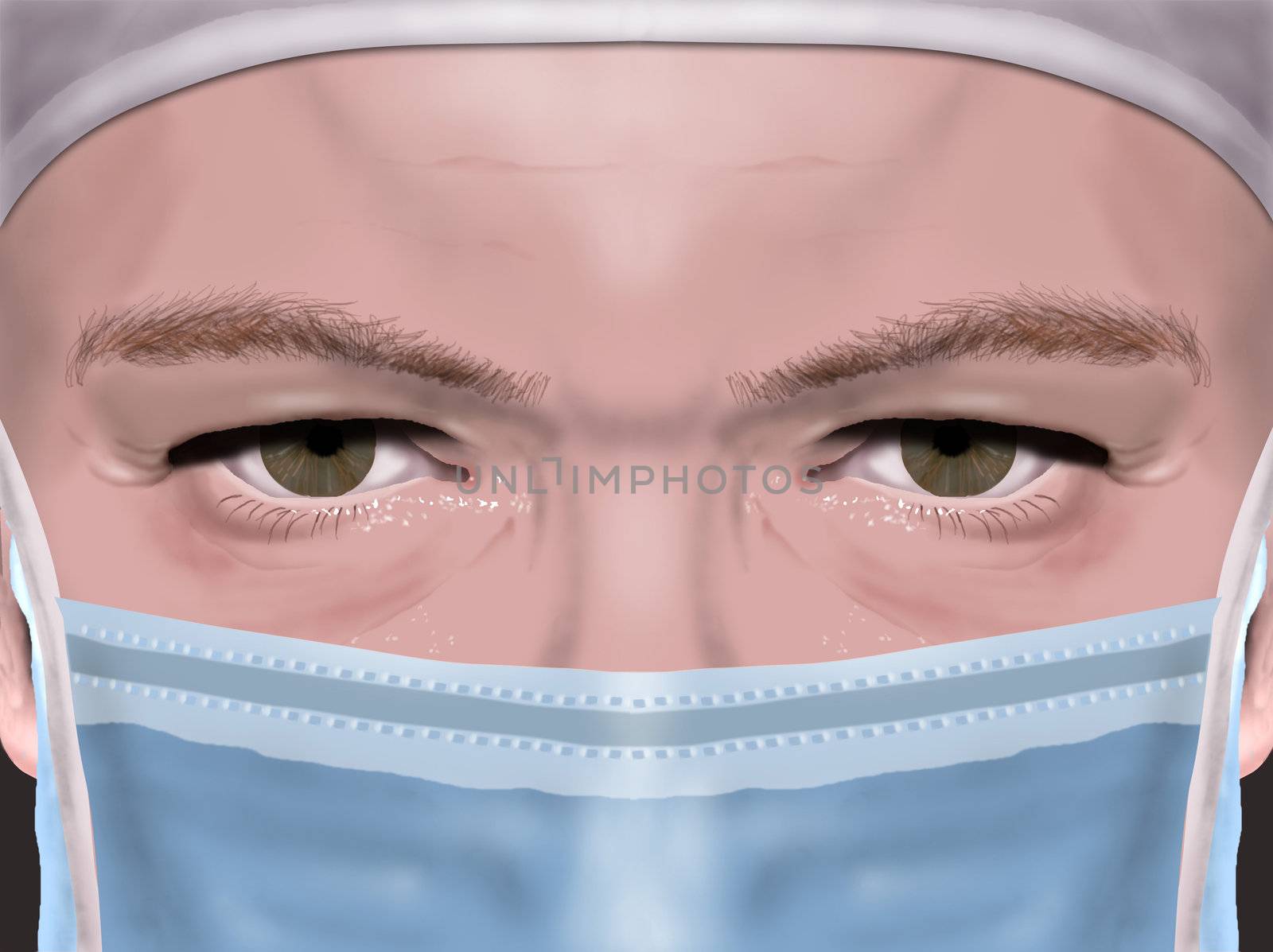 portrait closeup of a surgeon with mask
