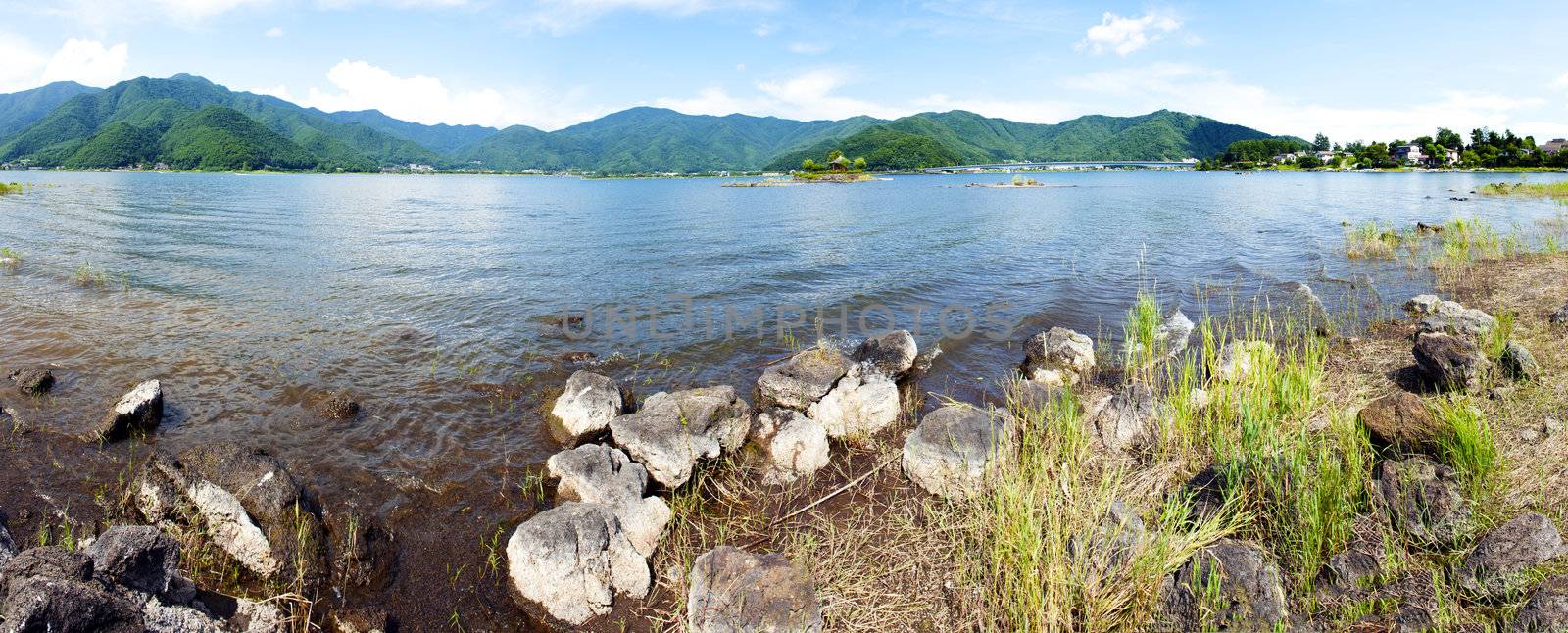 Lake Kawaguchiko and mountains around it, Japan