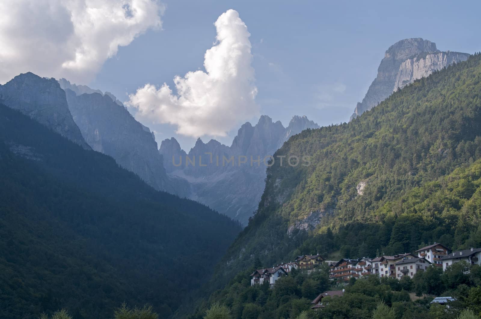 houses on the mountains in Italy trentino south Tirol area