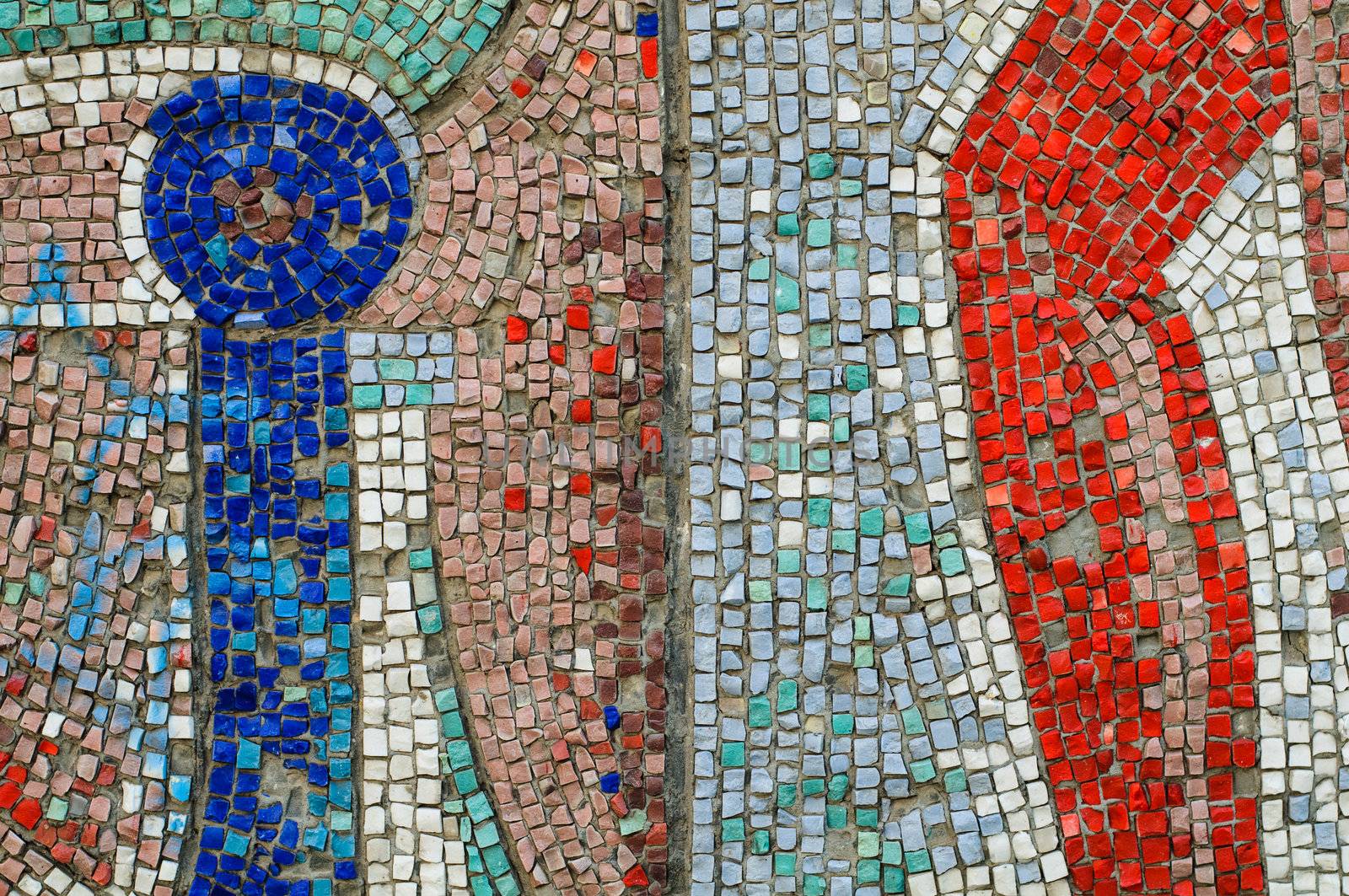 Old colorful mosaic wall texture
