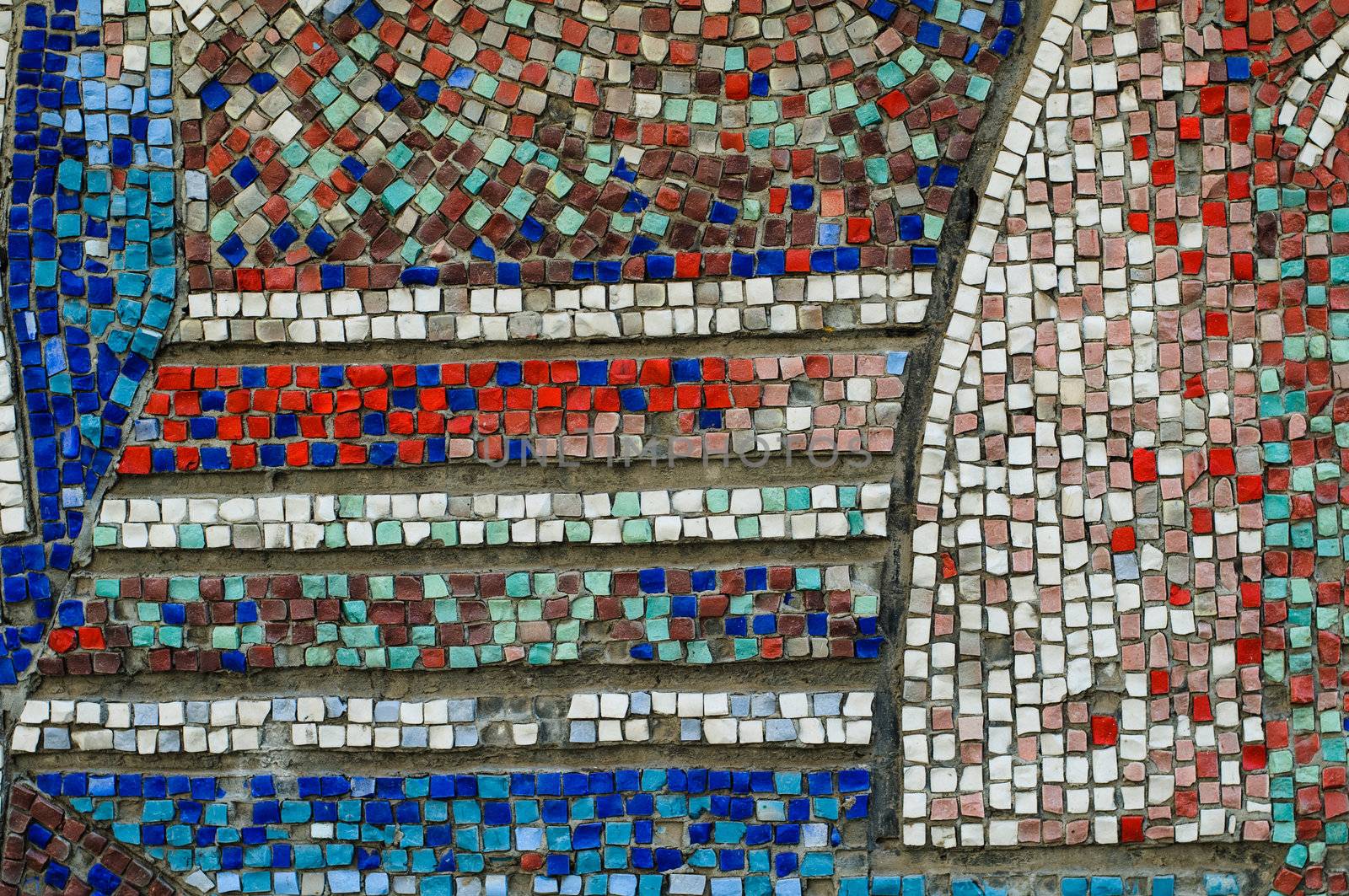 Old colorful mosaic wall texture