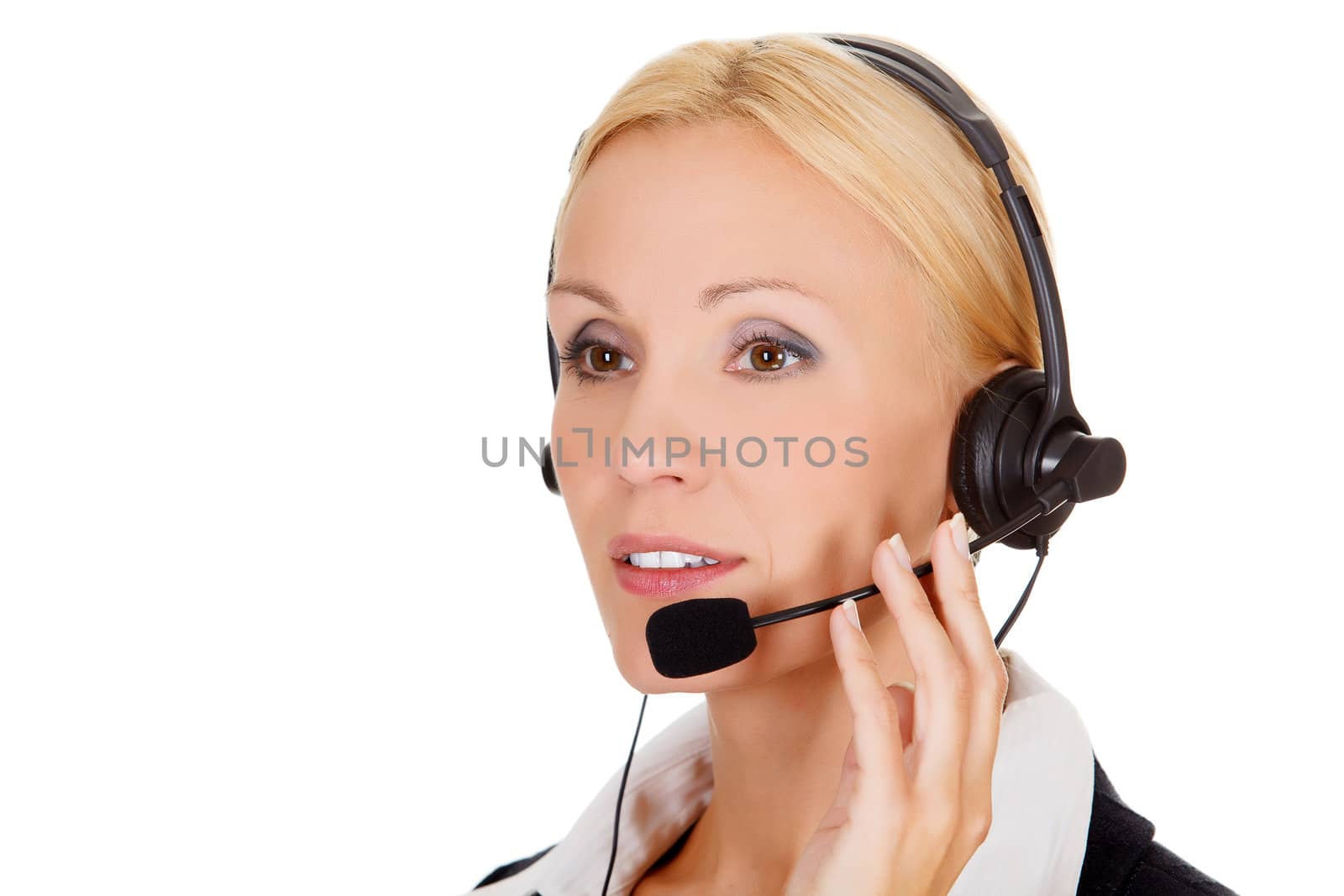 call center operator against white background. by Nobilior