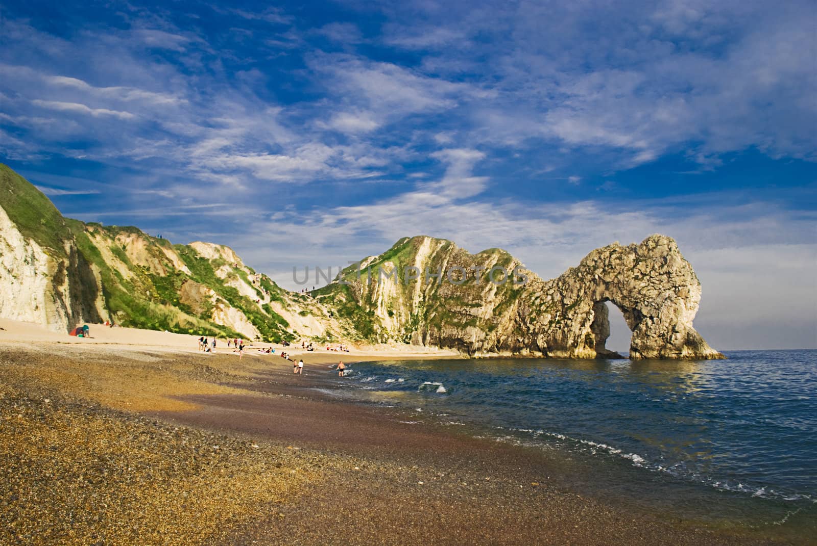 Lulworth Cove  in Dorset, a popular British holiday destination. 
