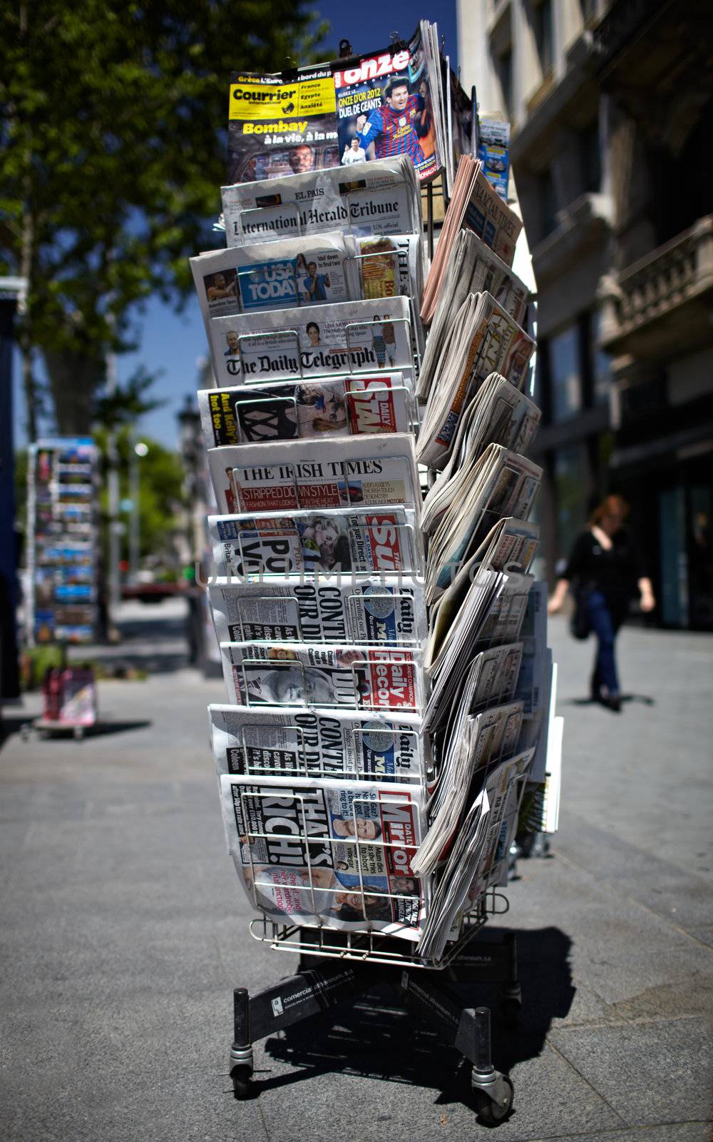 BARCELONA - MAY 23:  A newspaper pole on a street on May, 23, 2012 in Barcelona, Spain.