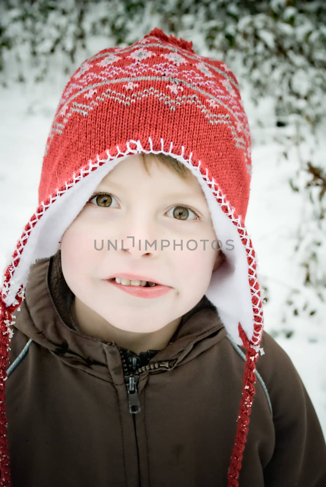 Portrait of a boy winter scene.
