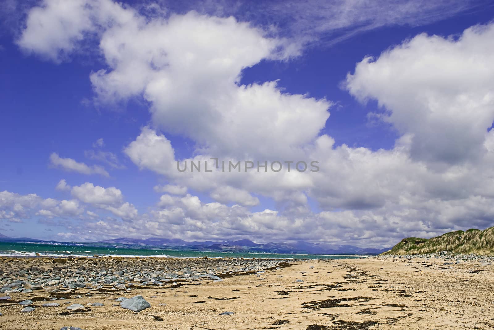 Stunning view of welsh coastline taken from Shell Island, North Wales