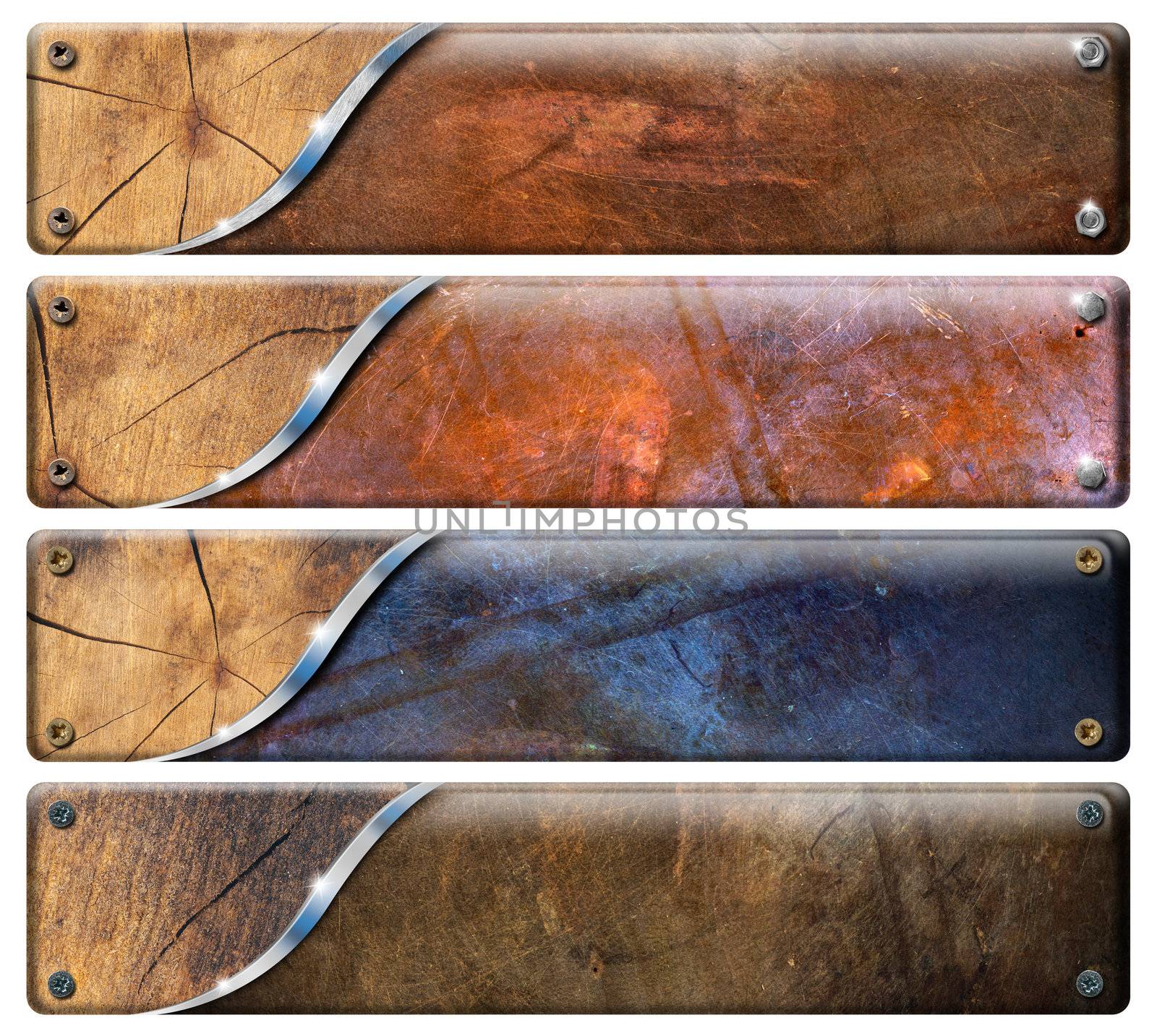 Set of grunge banners with clipping path


