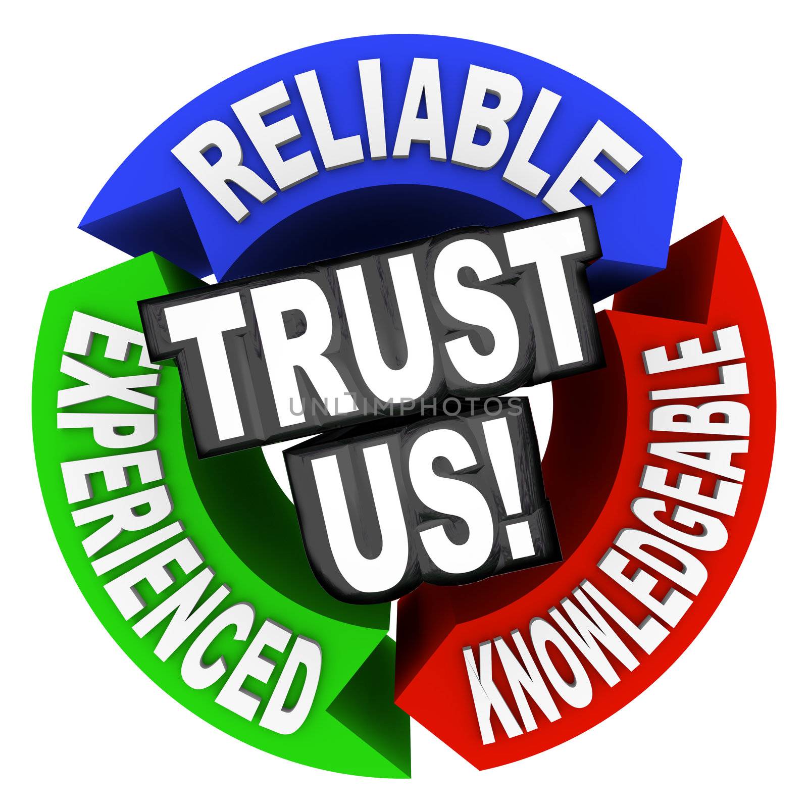 Trust Us Circle Words Reliable Experienced Knowledgeable by iQoncept