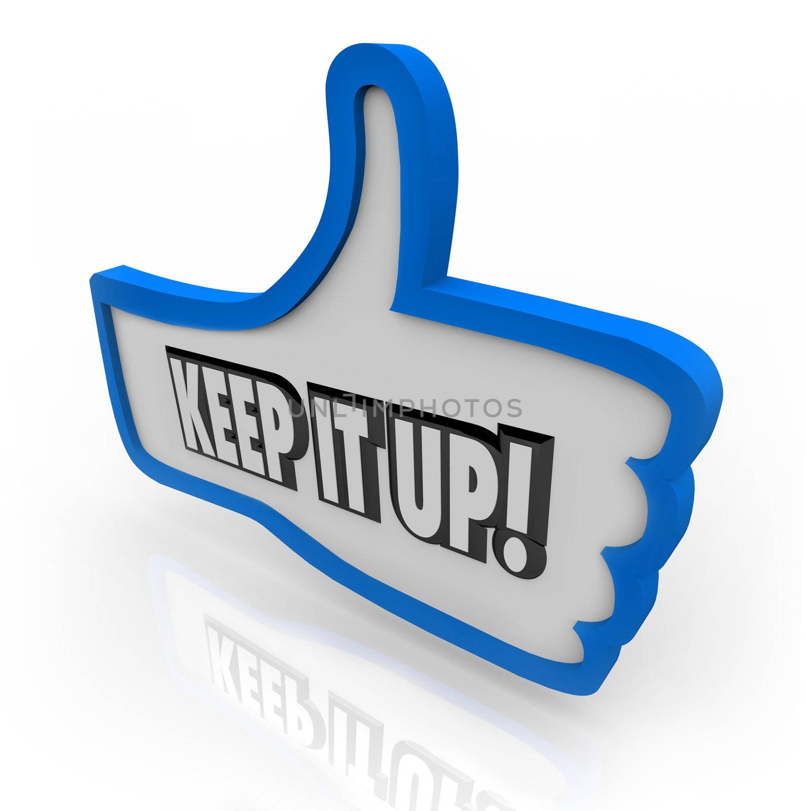 Keep It Up Blue Thumbs Up Word Encouragement Feedback by iQoncept