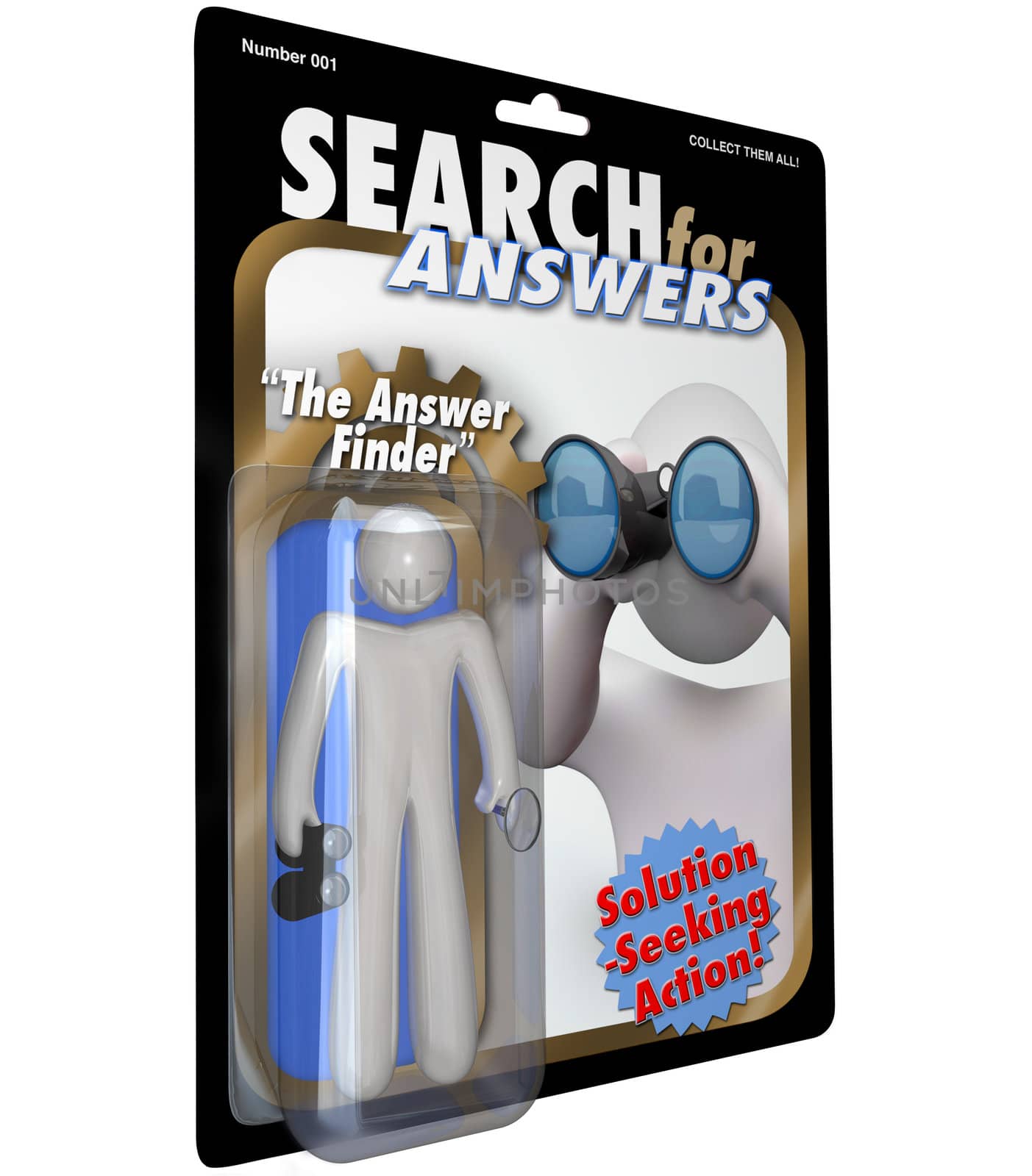 An action figure called The Answer Finder from the Search for Answers line of people who are looking for solutions to important questions