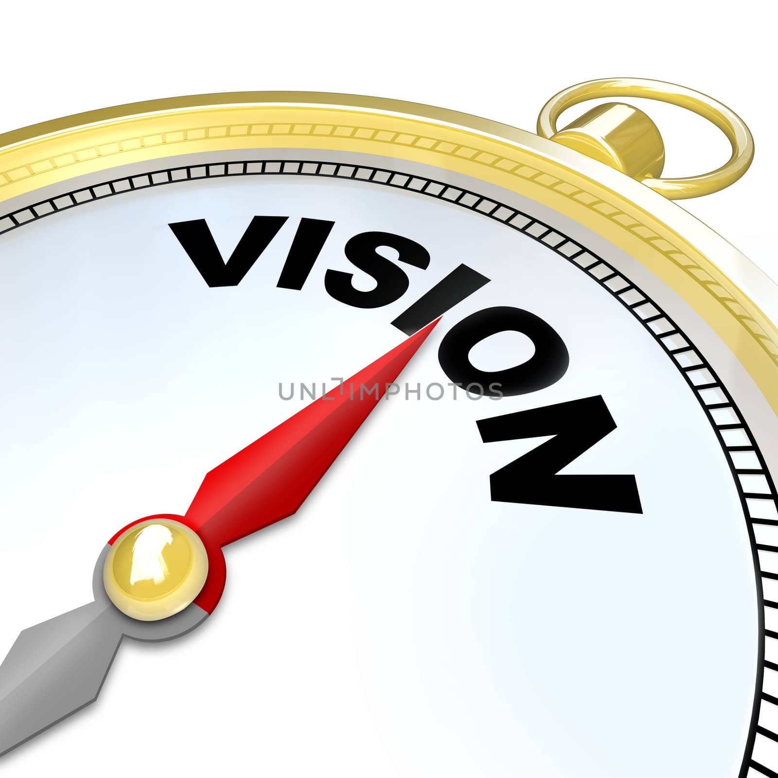 Vision Word on Gold Compass Plan Direction Strategy by iQoncept