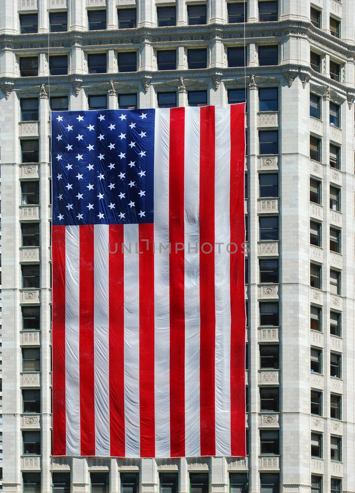 United State flag in the sun