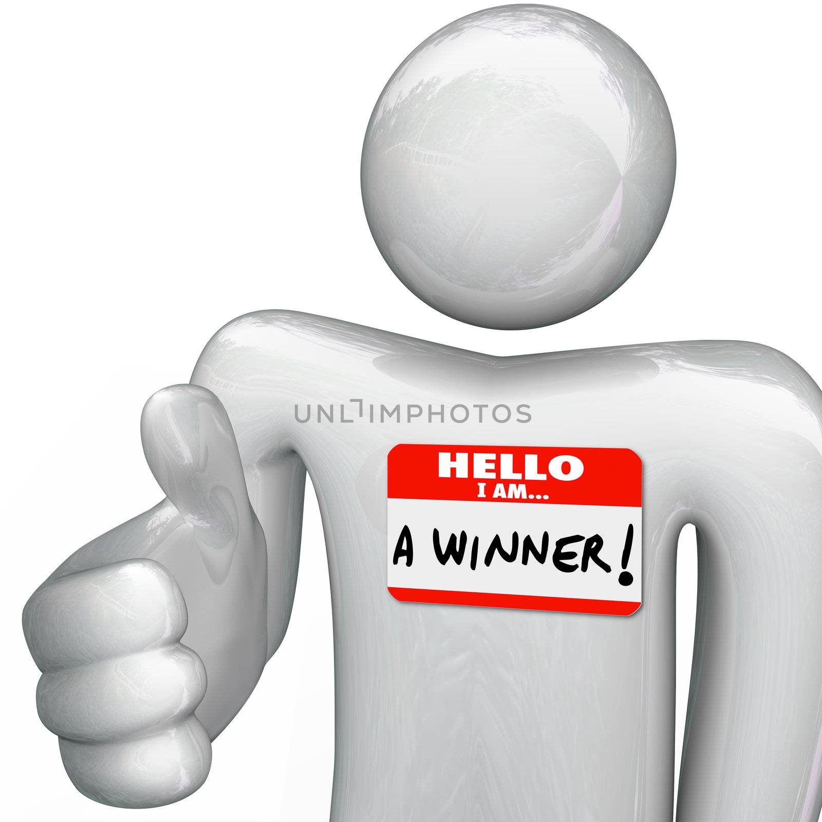 Hello I Am a Winner Nametag Person Greeting Handshake by iQoncept