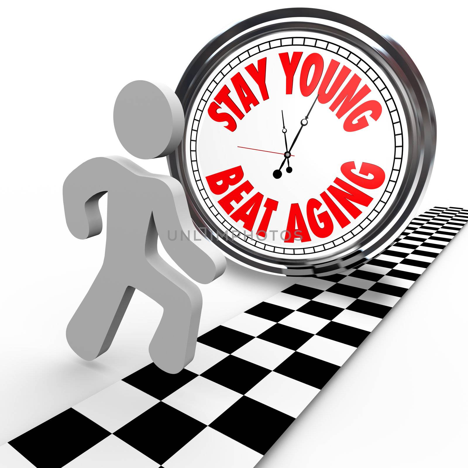Stay Young Beat Aging Race Against Time Clock by iQoncept