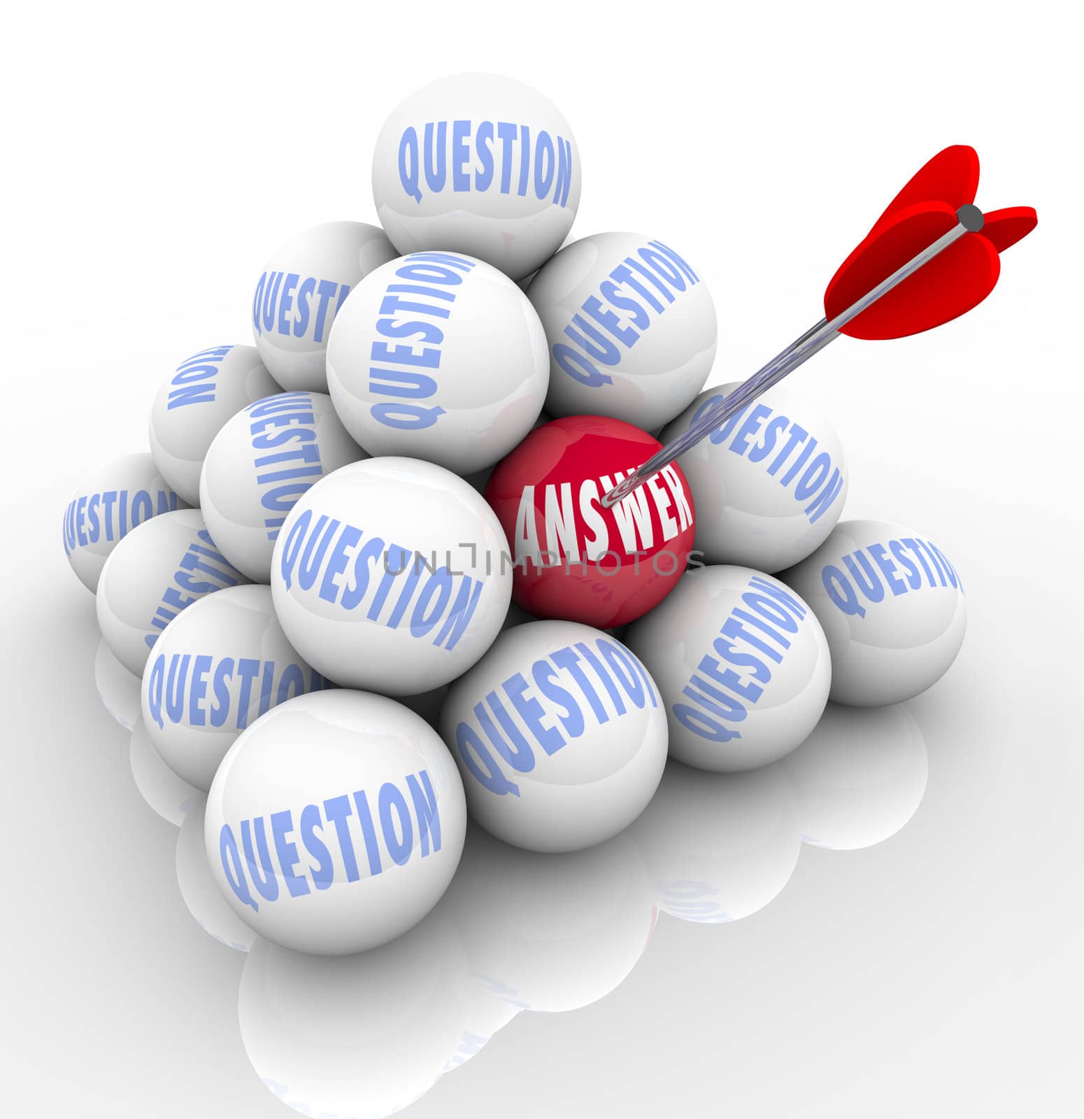 Questions and Answer Pyramid Arrow Target Word on Ball by iQoncept