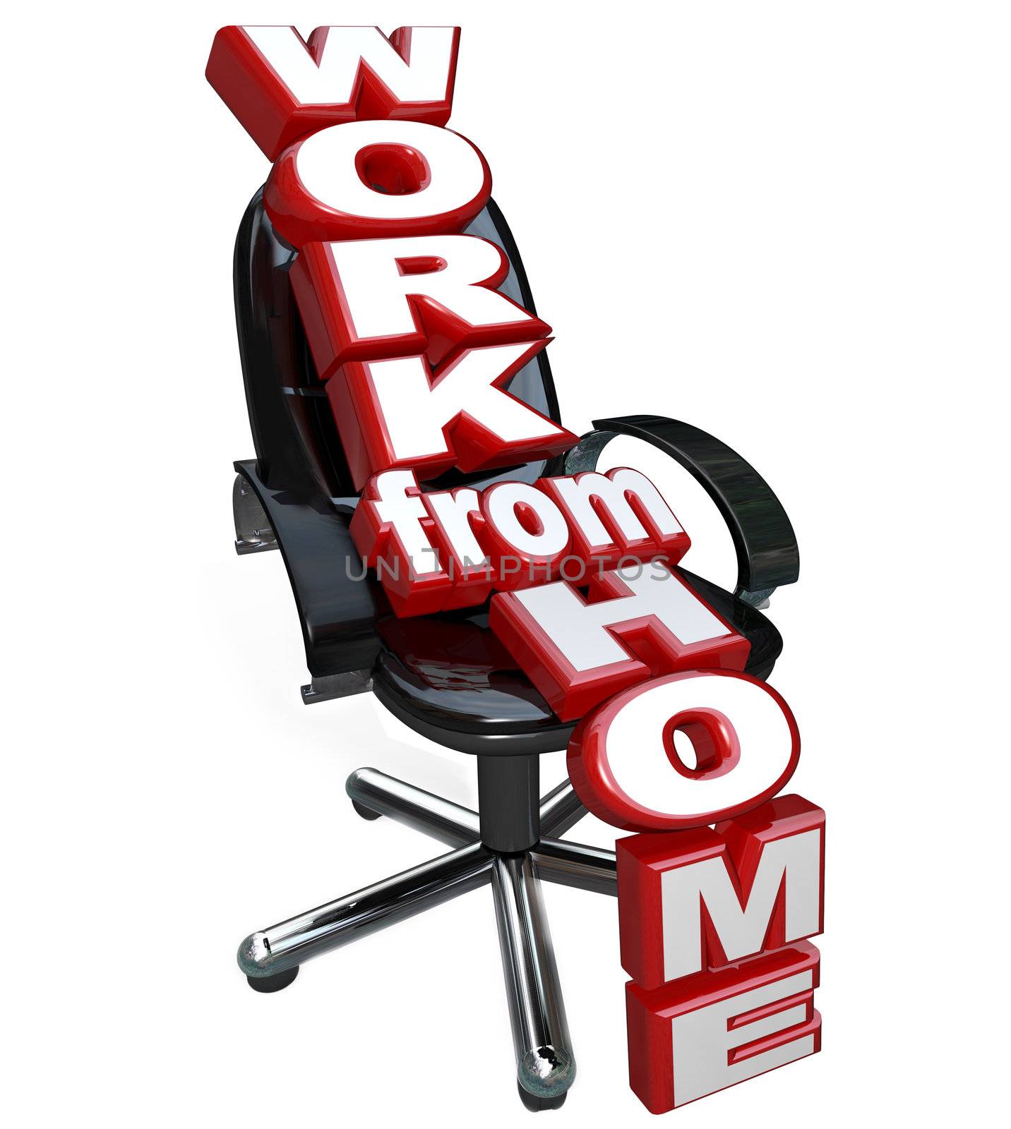 Enjoy the flexibility of working from home and managing your professional time effectively, with this chair and the words Work From Home on it representing the opportunity to telecommute