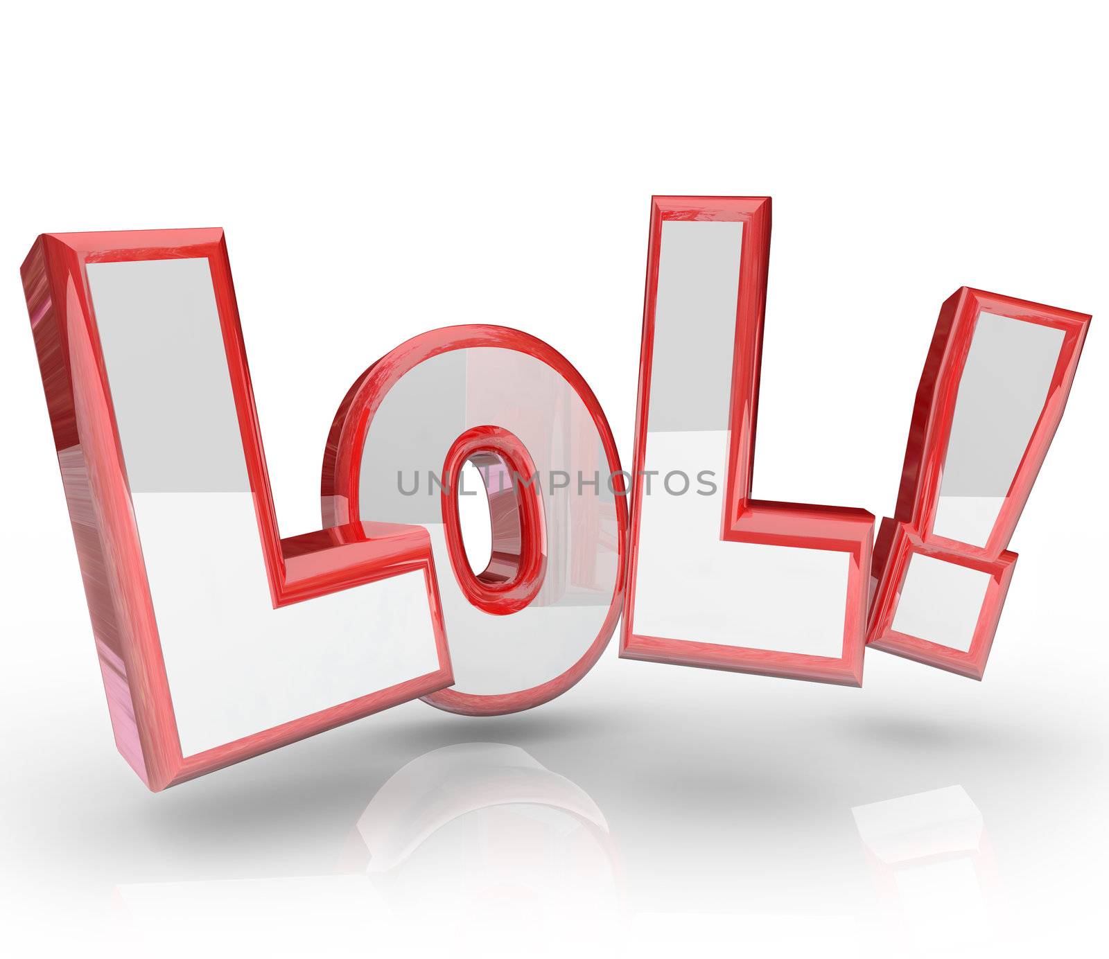 The abbreviation LOL which stands for laughing out loud, an expression seen in text messages and emails to show humor, jokes and amusement
