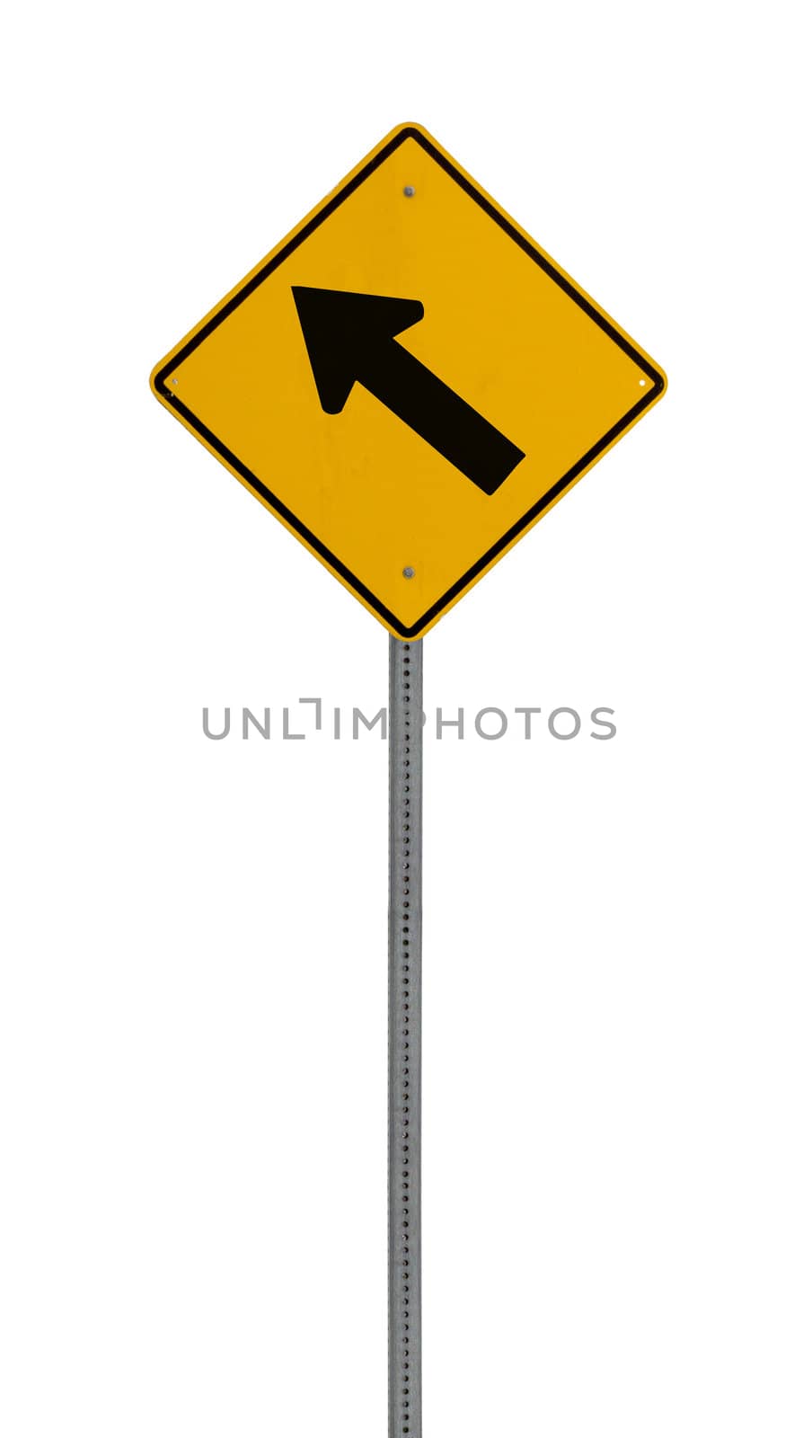 A yellow road warning sign isolated on white. Includes clipping path.