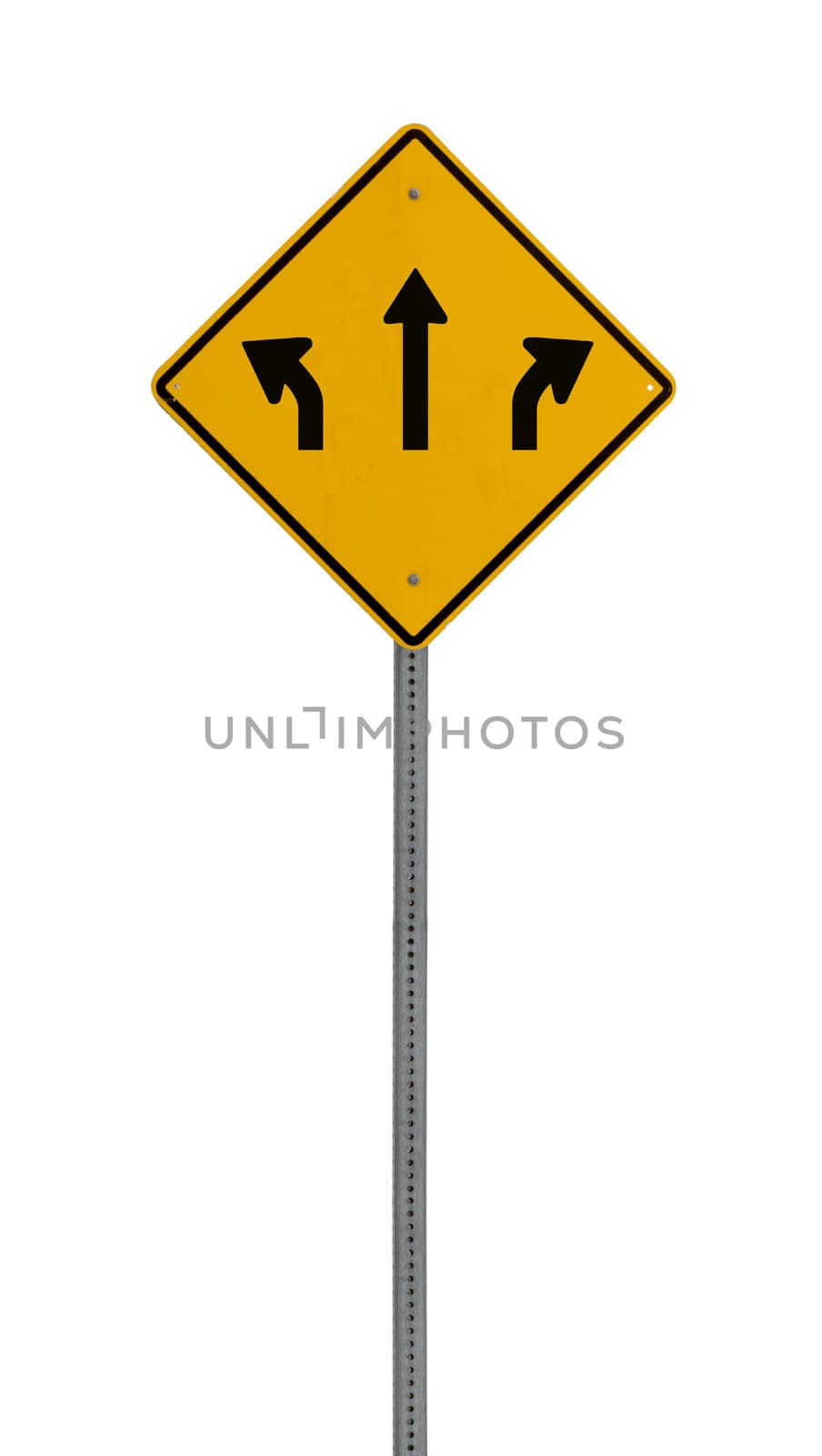 A yellow road warning sign isolated on white. Includes clipping path.