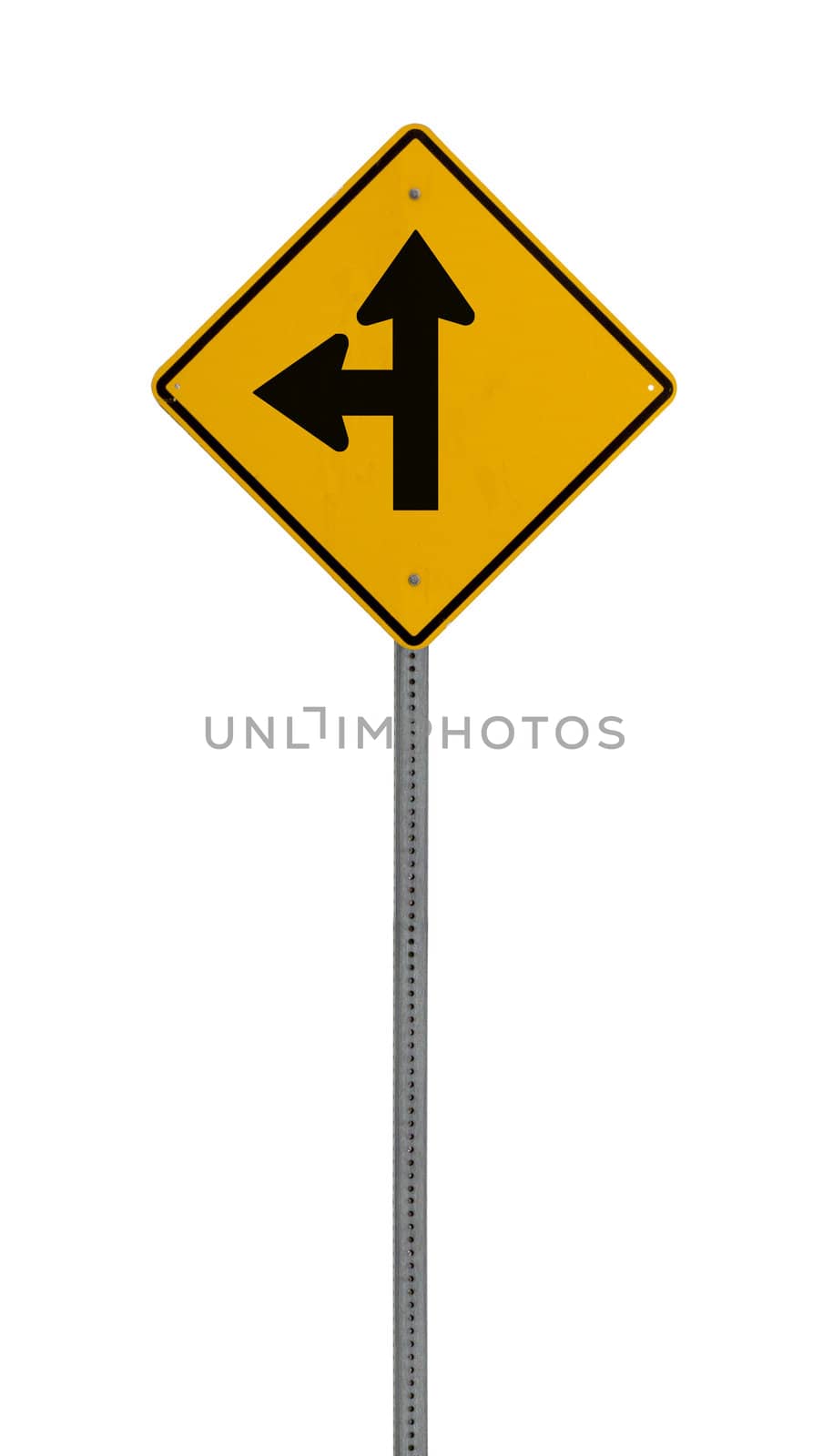 Isolated Yellow driving warning sign by jeremywhat