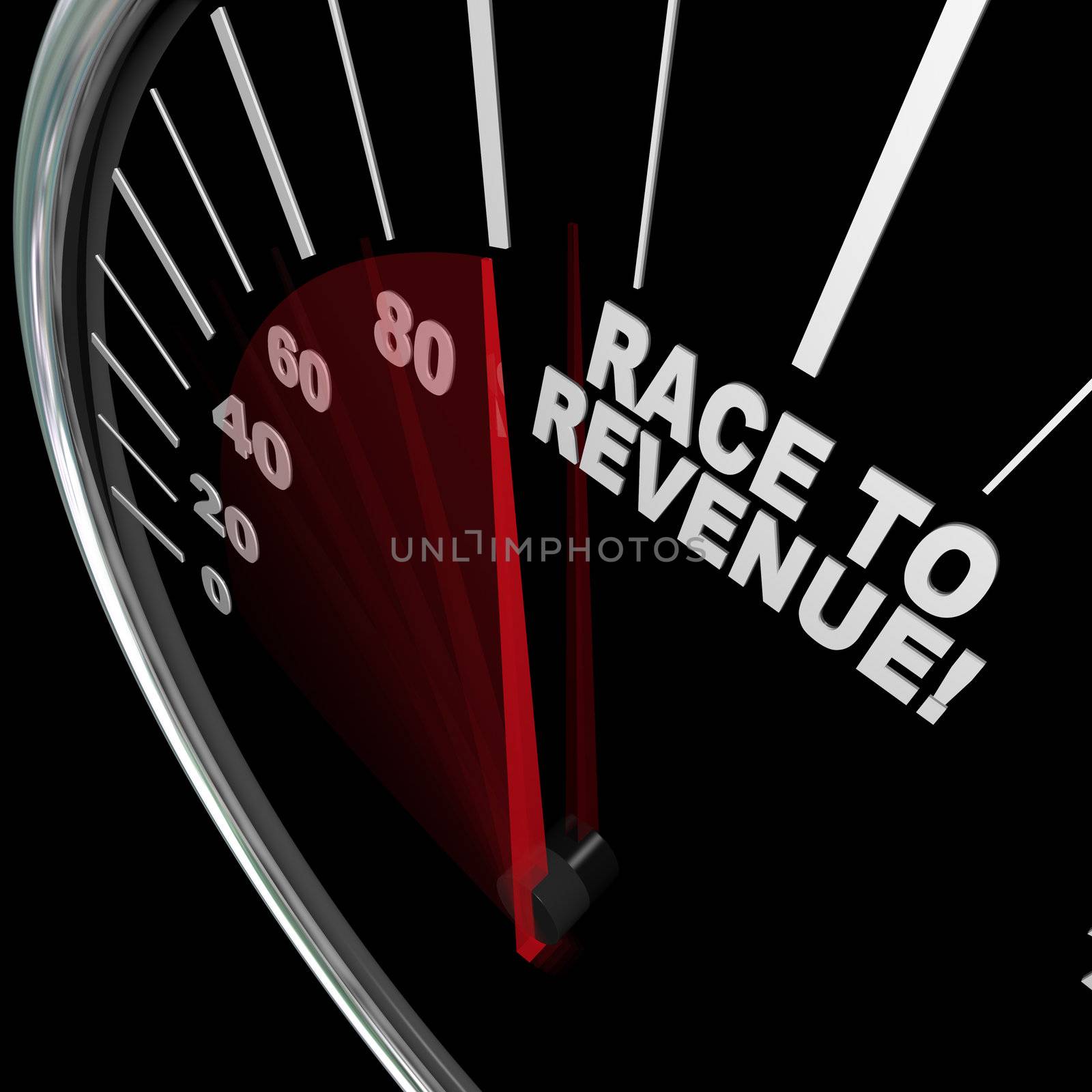Race to Revenue Rising Speedometer Needle Profits by iQoncept
