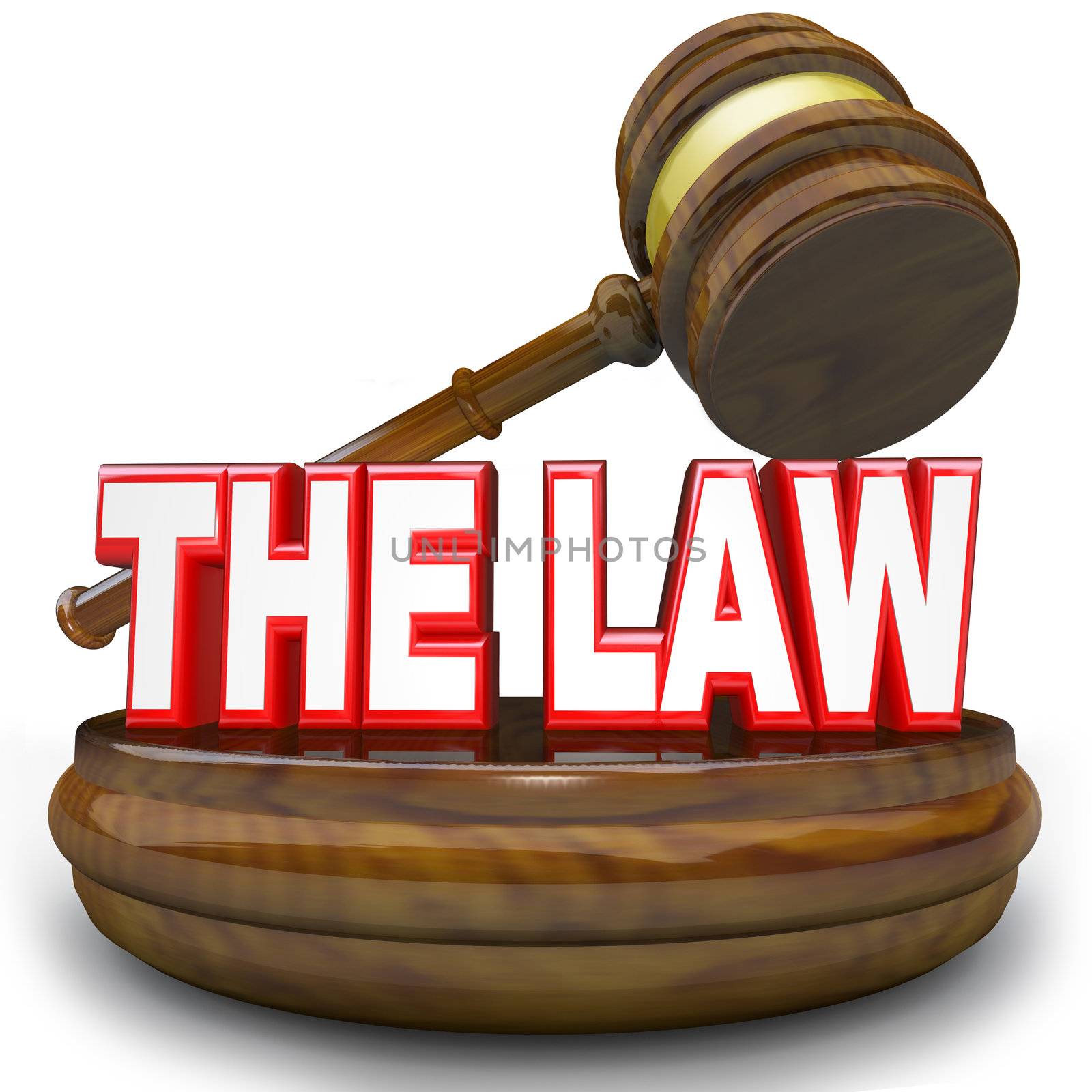 The Law 3D Words Gavel Rule of Authority by iQoncept
