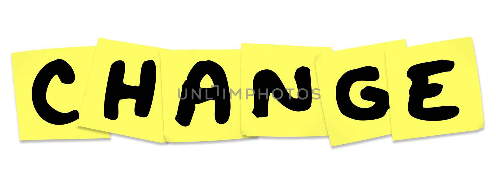 Change Word on Yellow Sticky Notes Adapt Improve by iQoncept