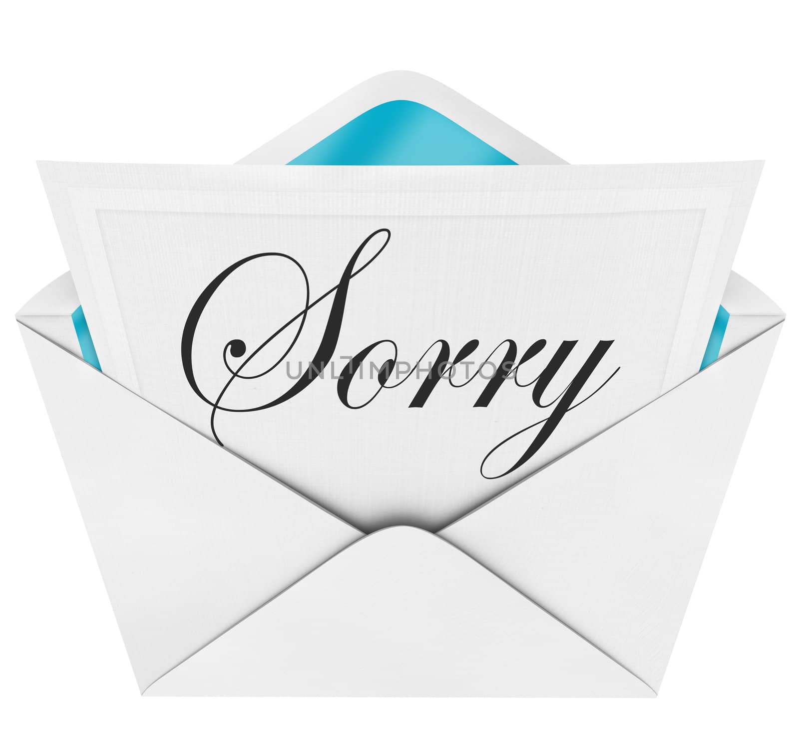 Sorry Handwritten Cursive Word Open Envelope Letter by iQoncept