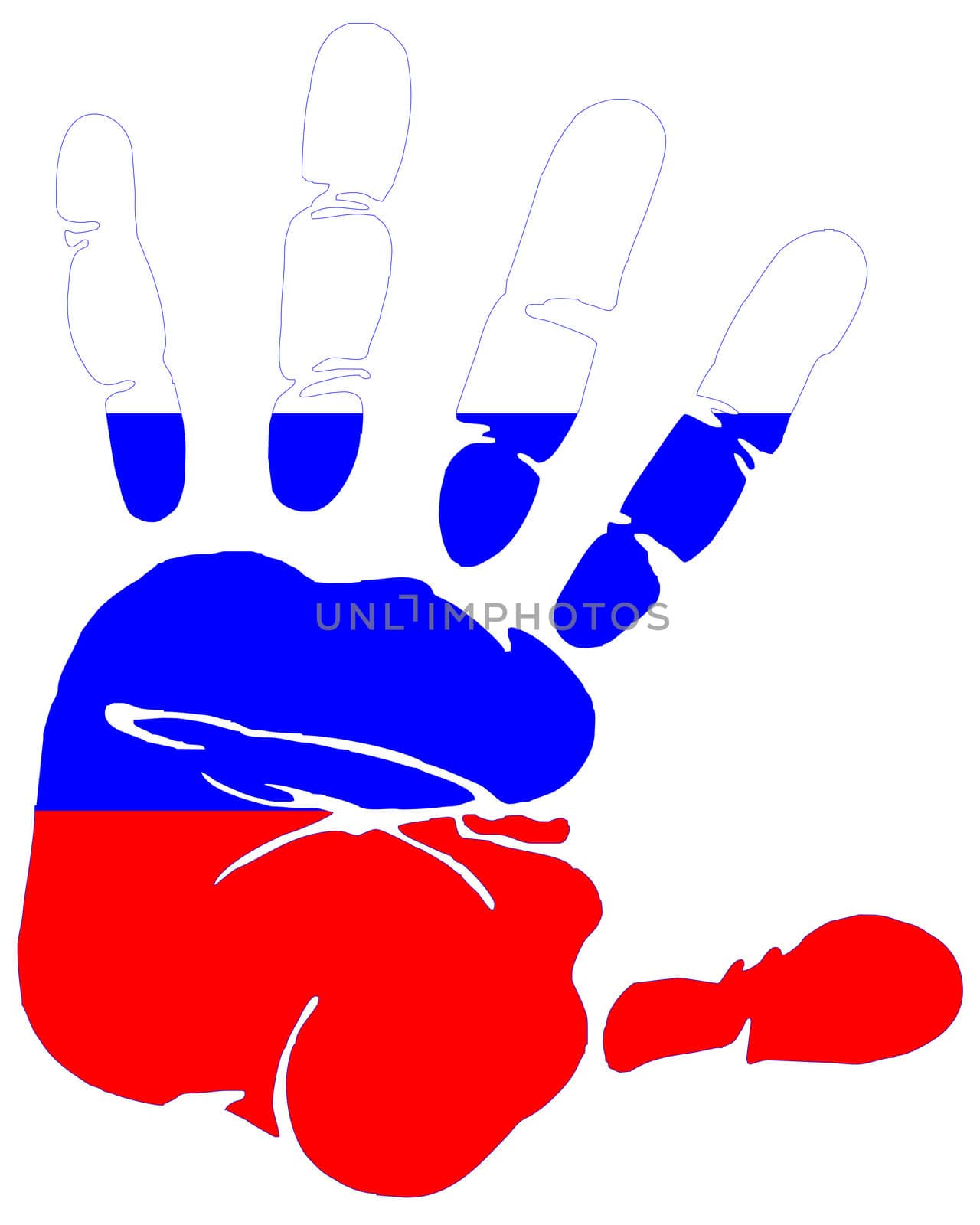 Hand print impression of flag of Russia