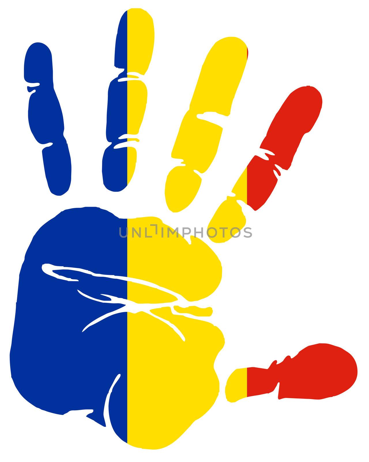romania flag as handprint by nadil