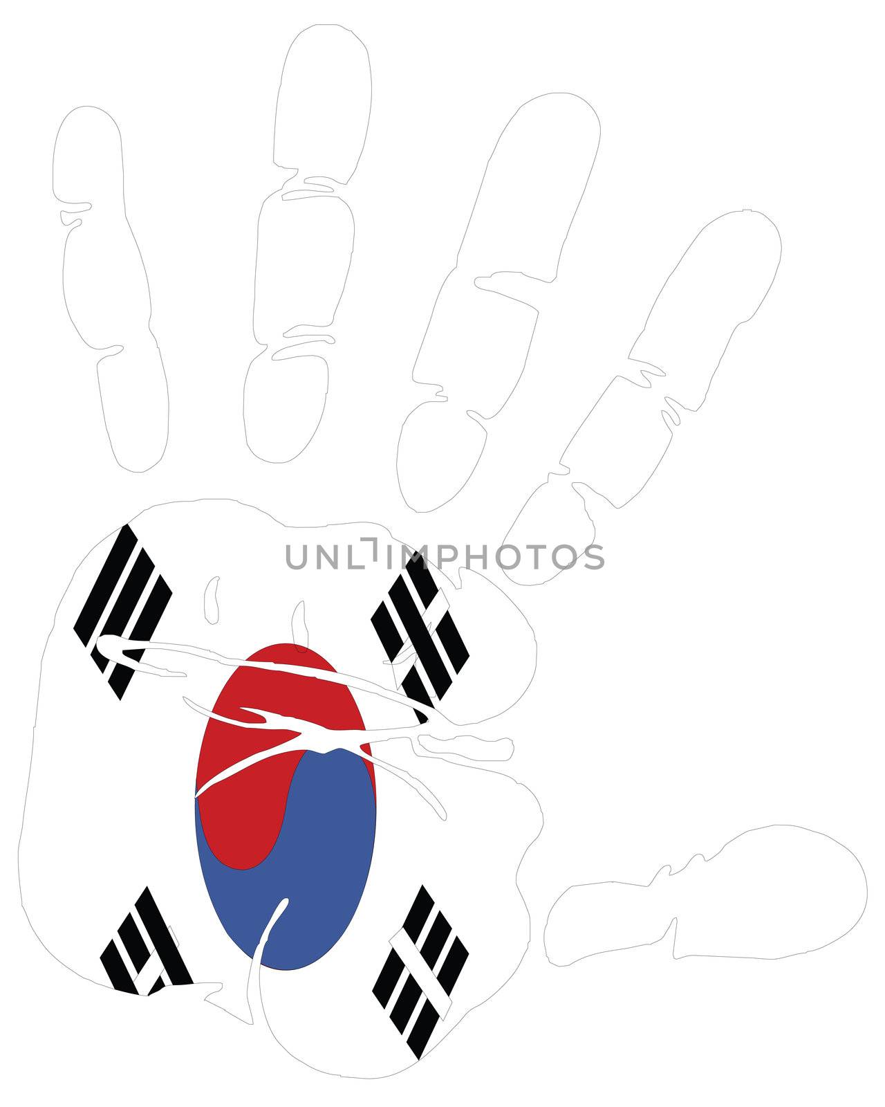 south korea flag handprint by nadil
