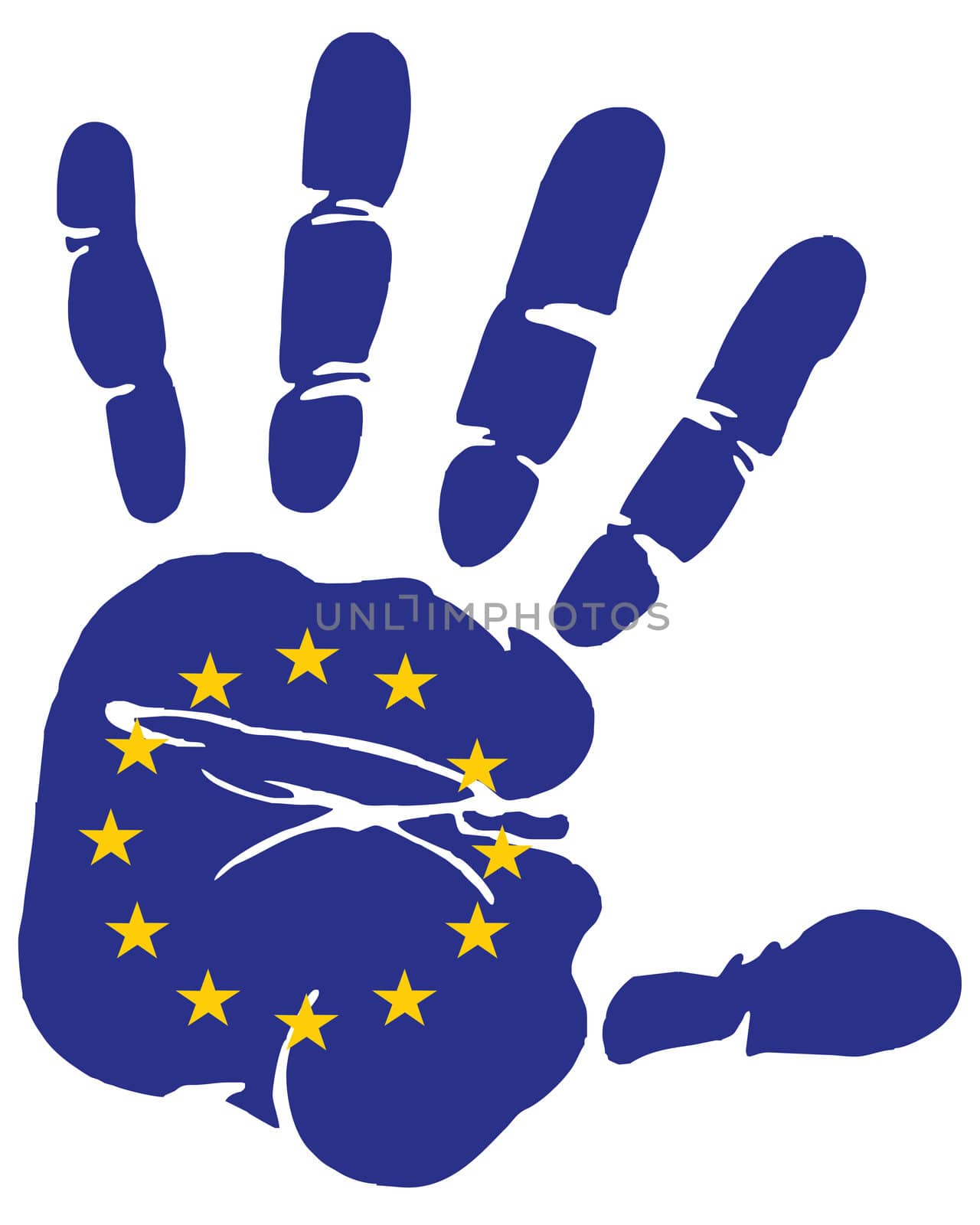 Hand print impression of flag of europeanunion