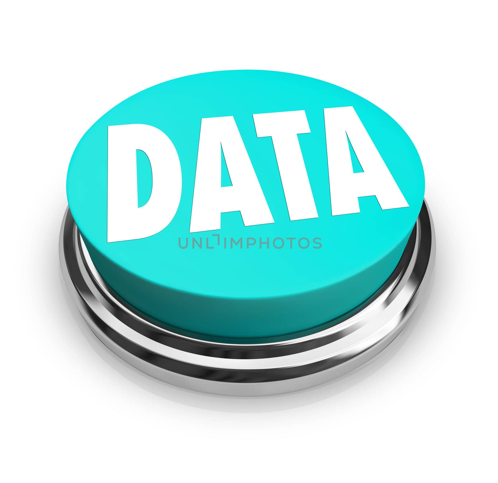 A blue button with the word Data offering information, statistics, proof, numbers and evidence for an experiment or topic you would like to learn about or need to prove