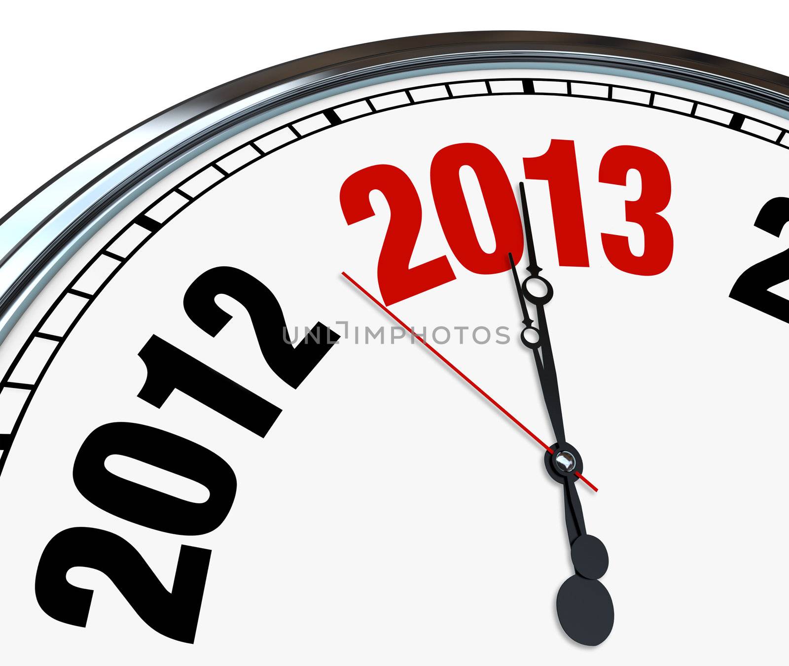 The year 2013 is quickly approaching according to this white clock with hands pointing to the number for the new year