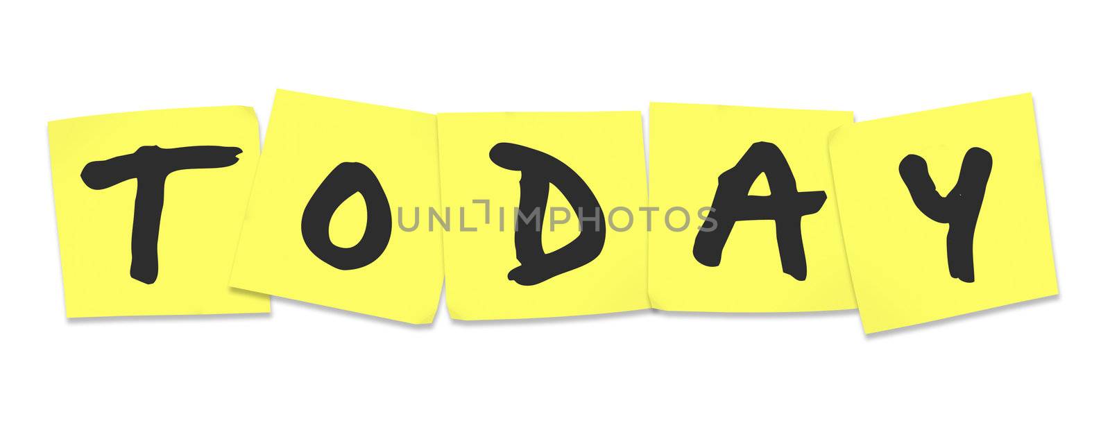 The word Today written on yellow sticky notes reminding you of tasks to do on this day or date and remember important things