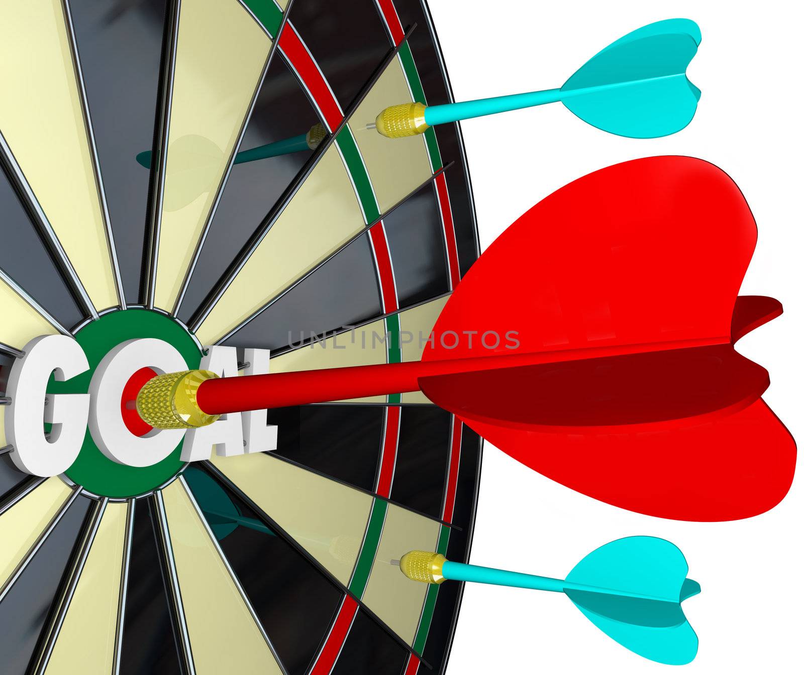 Goal Word on Dartboard One Player Wins Achieves Mission by iQoncept
